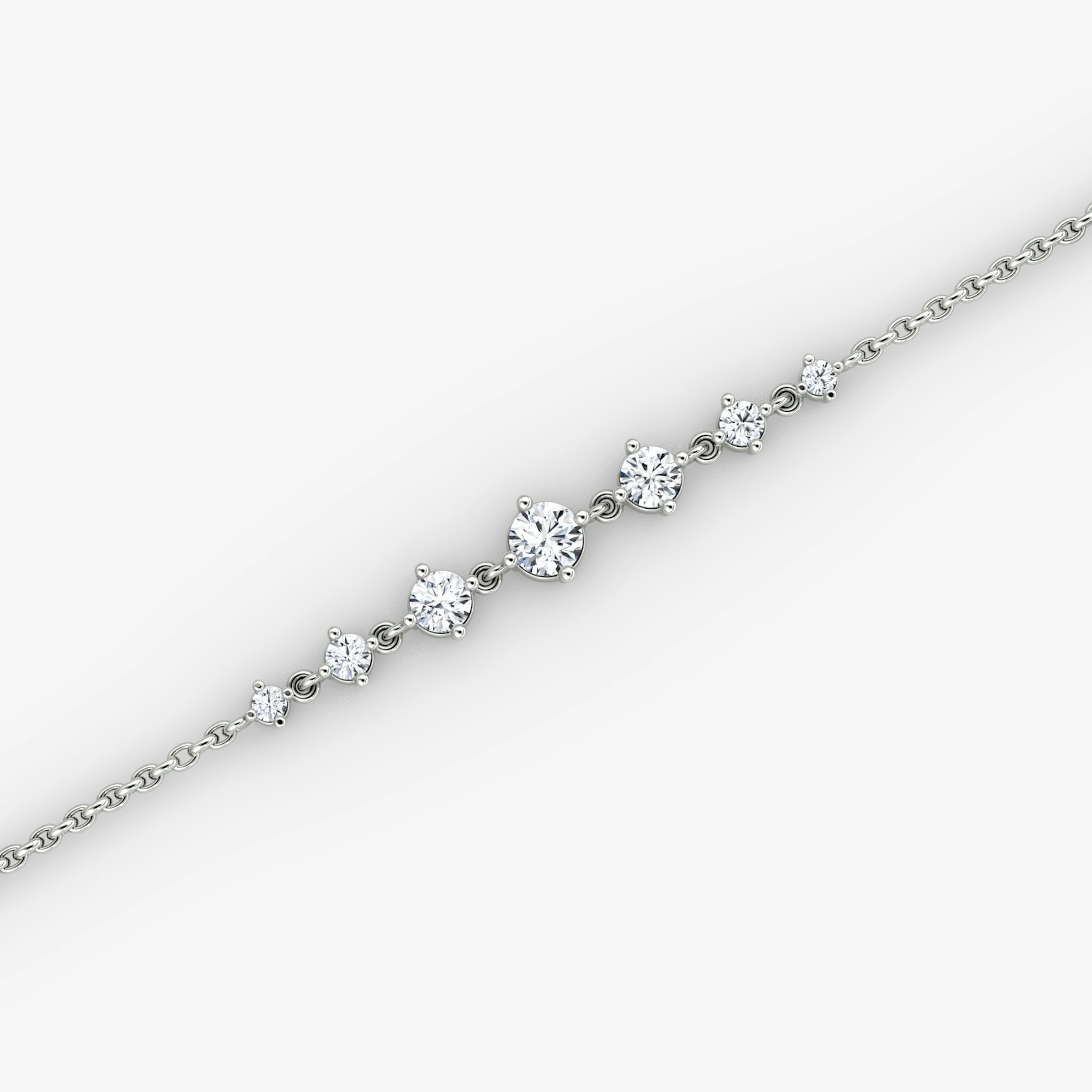 Linked Tennis Bracelet | Round Brilliant | 14k | White Gold | diamondSize: petite | chainLength: 6.5-7