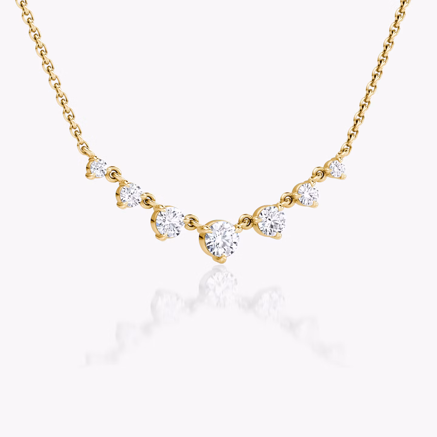 Linked Tennis Halskette | Rund | 14k | Gelbgold | diamondSize: petite | chainLength: 16-18