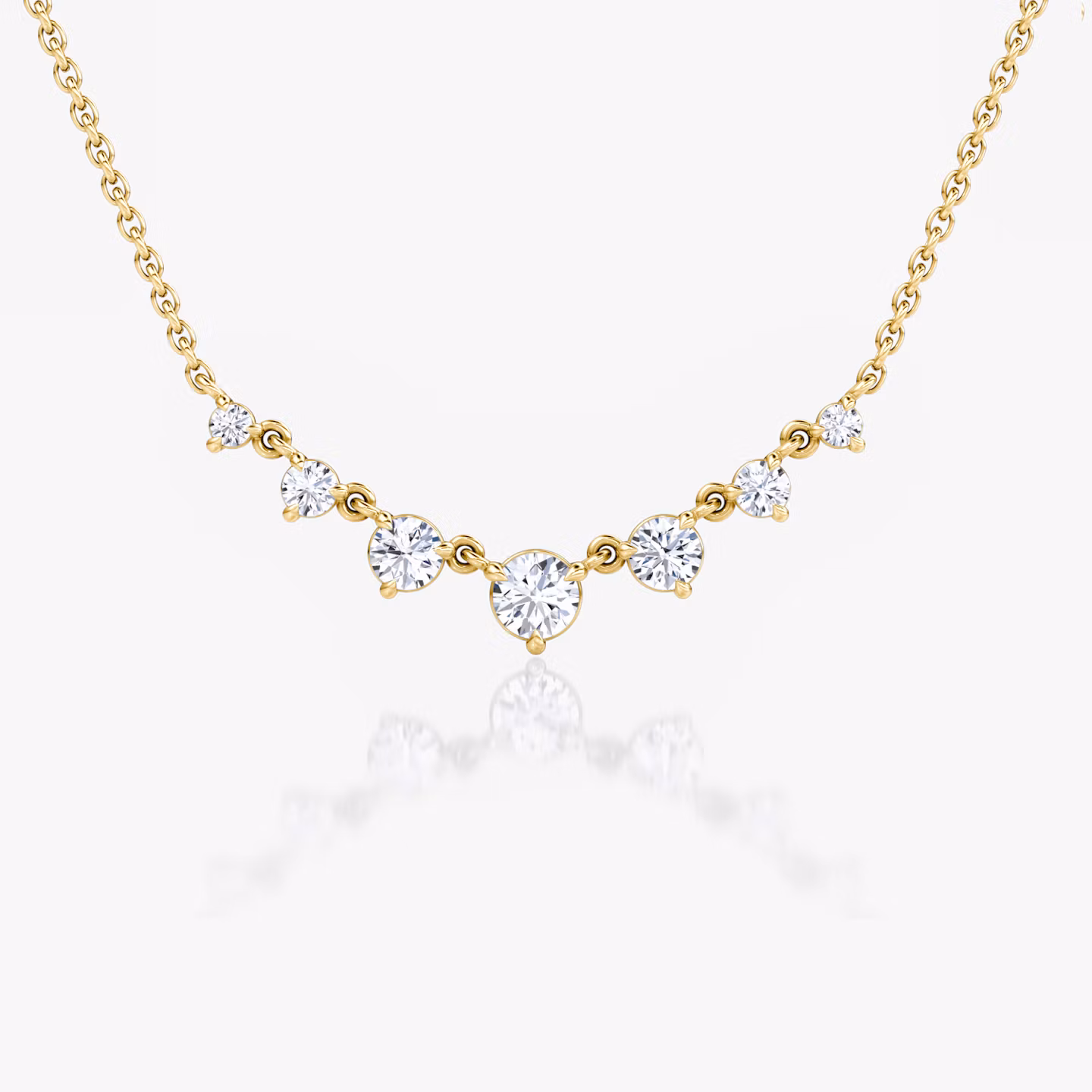 Linked Tennis Halskette Rund | Yellow Gold
