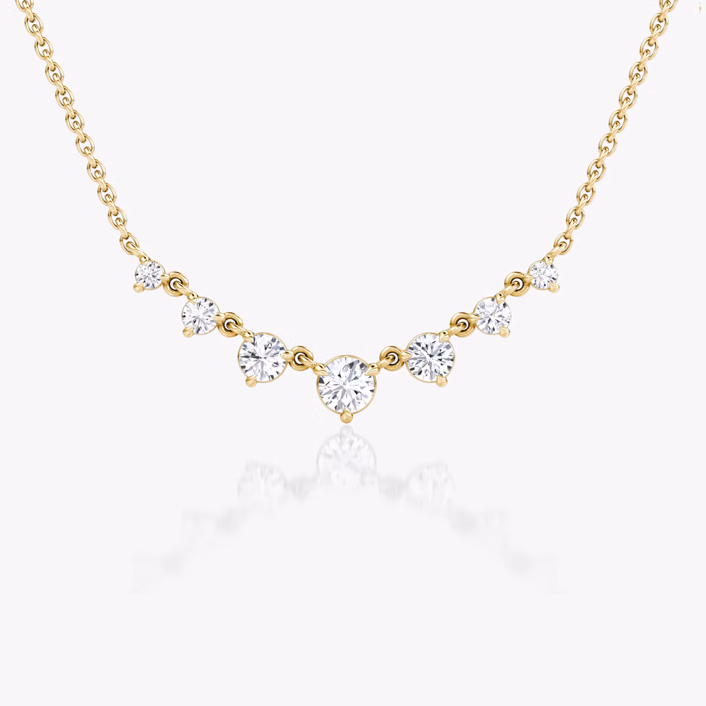 Linked Tennis Halskette | Rund | 14k | Gelbgold | diamondSize: petite | chainLength: 16-18