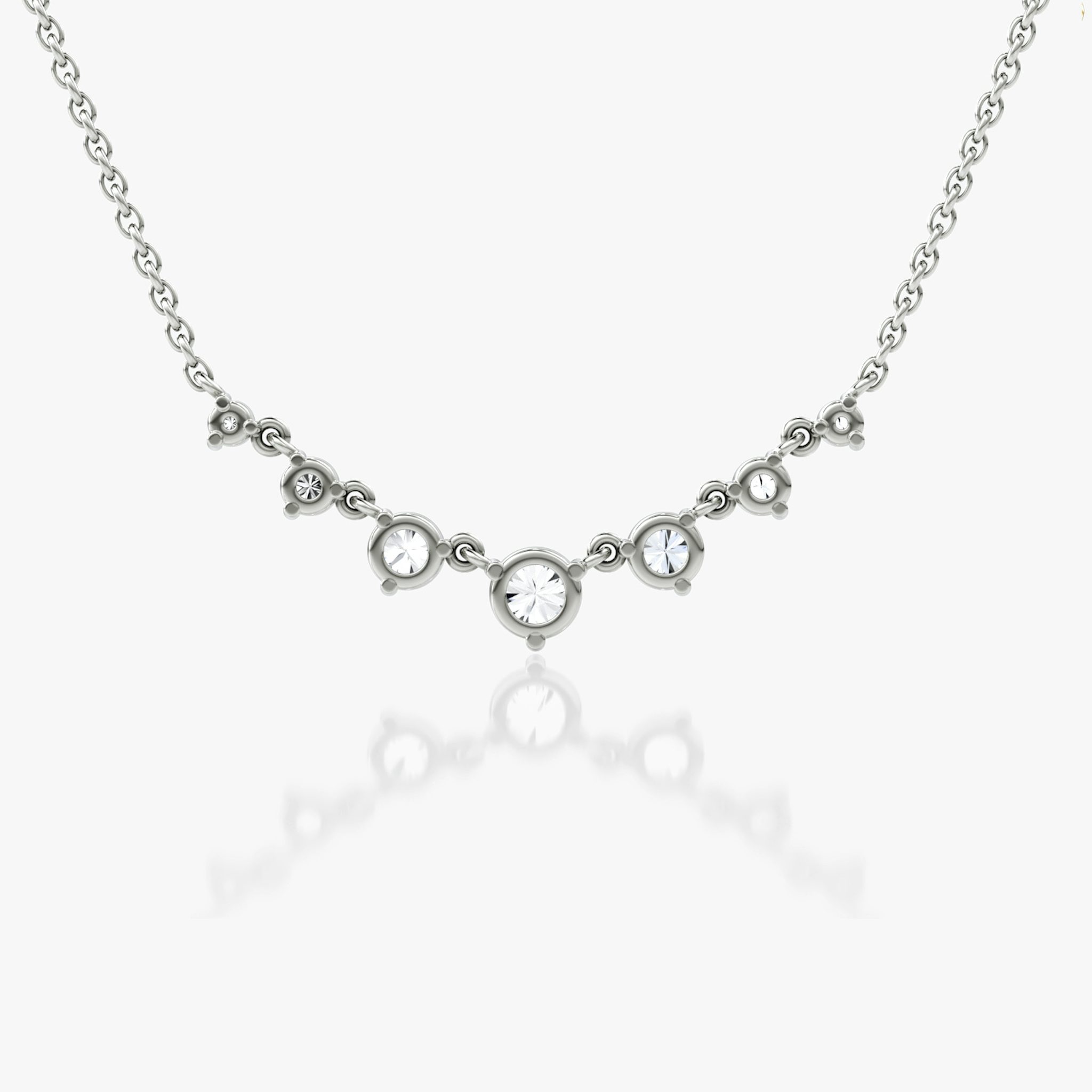 Linked Tennis Necklace | Round Brilliant | 14k | White Gold | diamondSize: petite | chainLength: 16-18