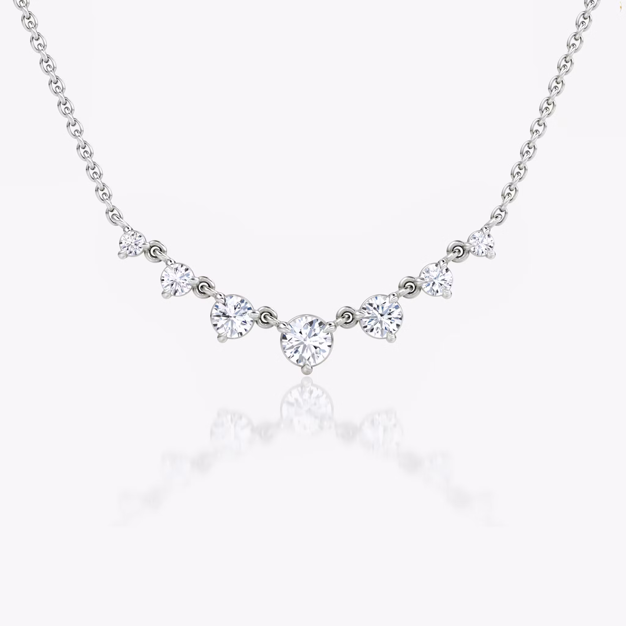 Linked Tennis Necklace Round Brilliant | White Gold