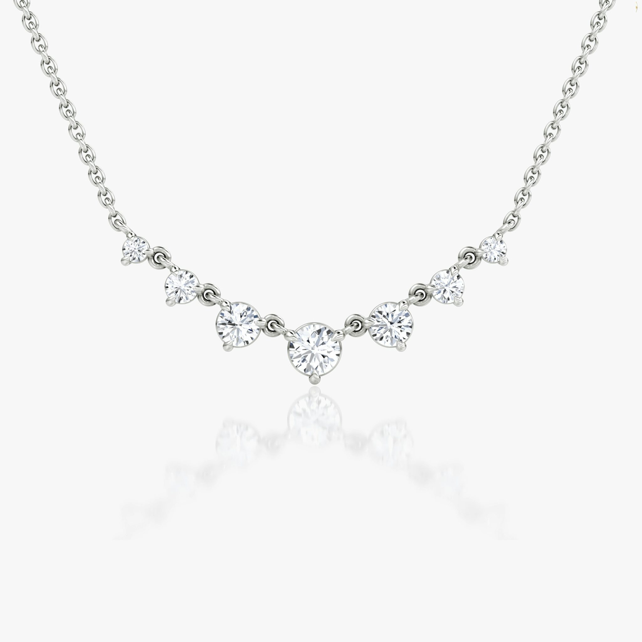 Linked Tennis Necklace | Round Brilliant | 14k | White Gold | diamondSize: petite | chainLength: 16-18