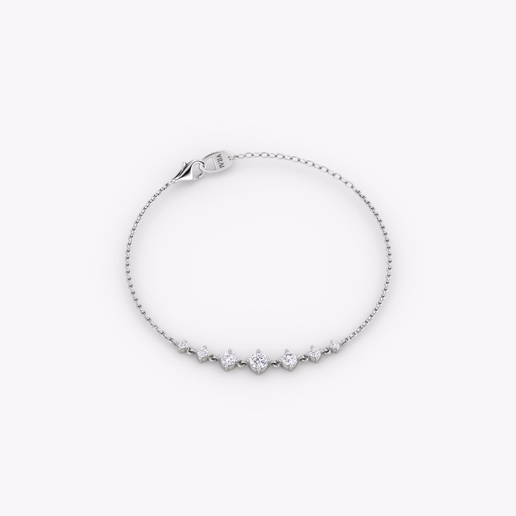 Linked Tennis Bracelet | Round Brilliant | 14k | White Gold | diamondSize: petite | chainLength: 6.5-7