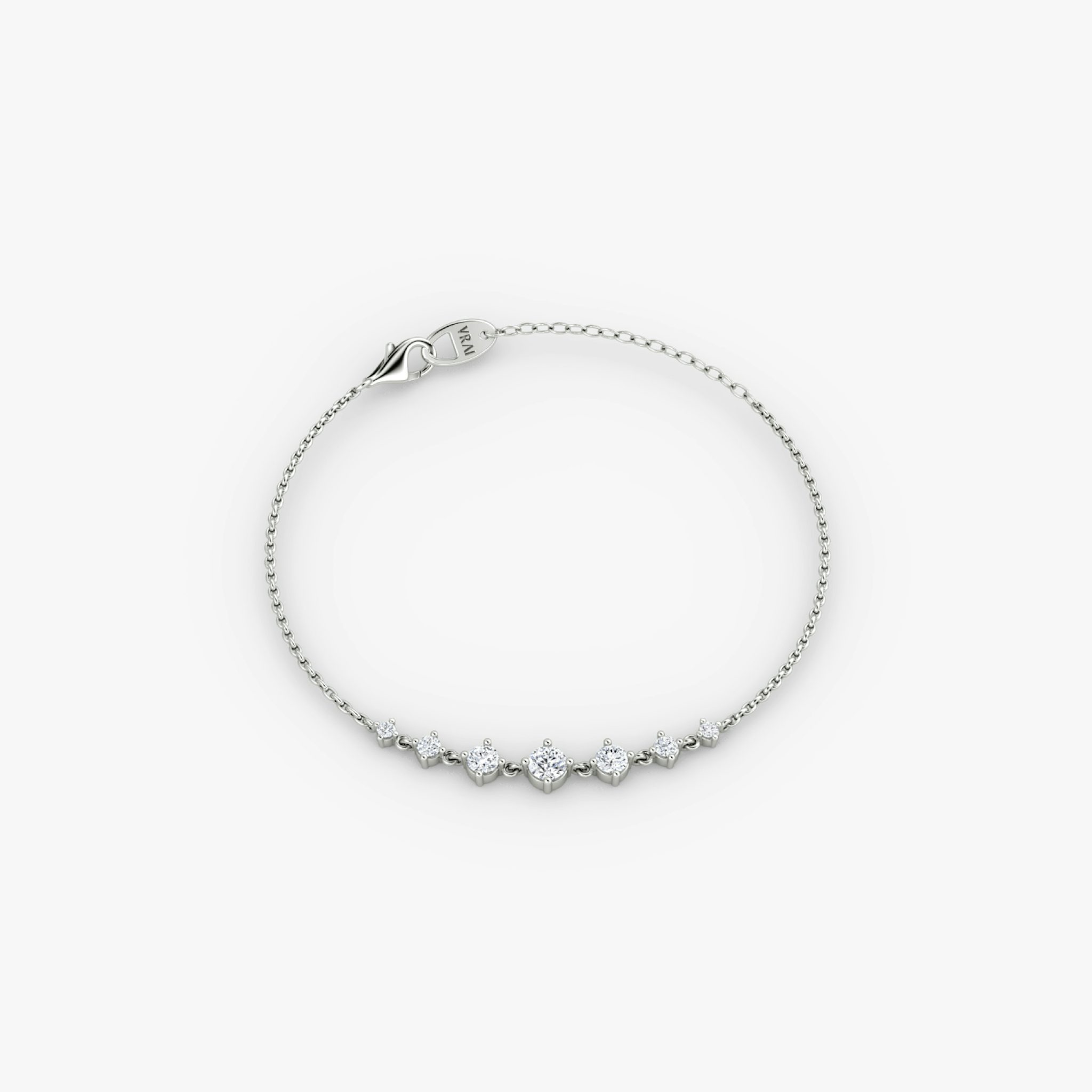Linked Tennis Bracelet | Round Brilliant | 14k | White Gold | diamondSize: petite | chainLength: 6.5-7