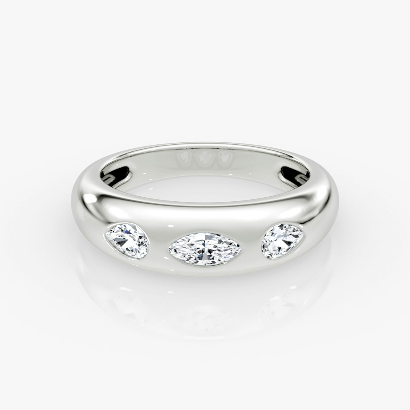 Mixed Shape Dome Band | Marquise and Pear | 14k | White Gold