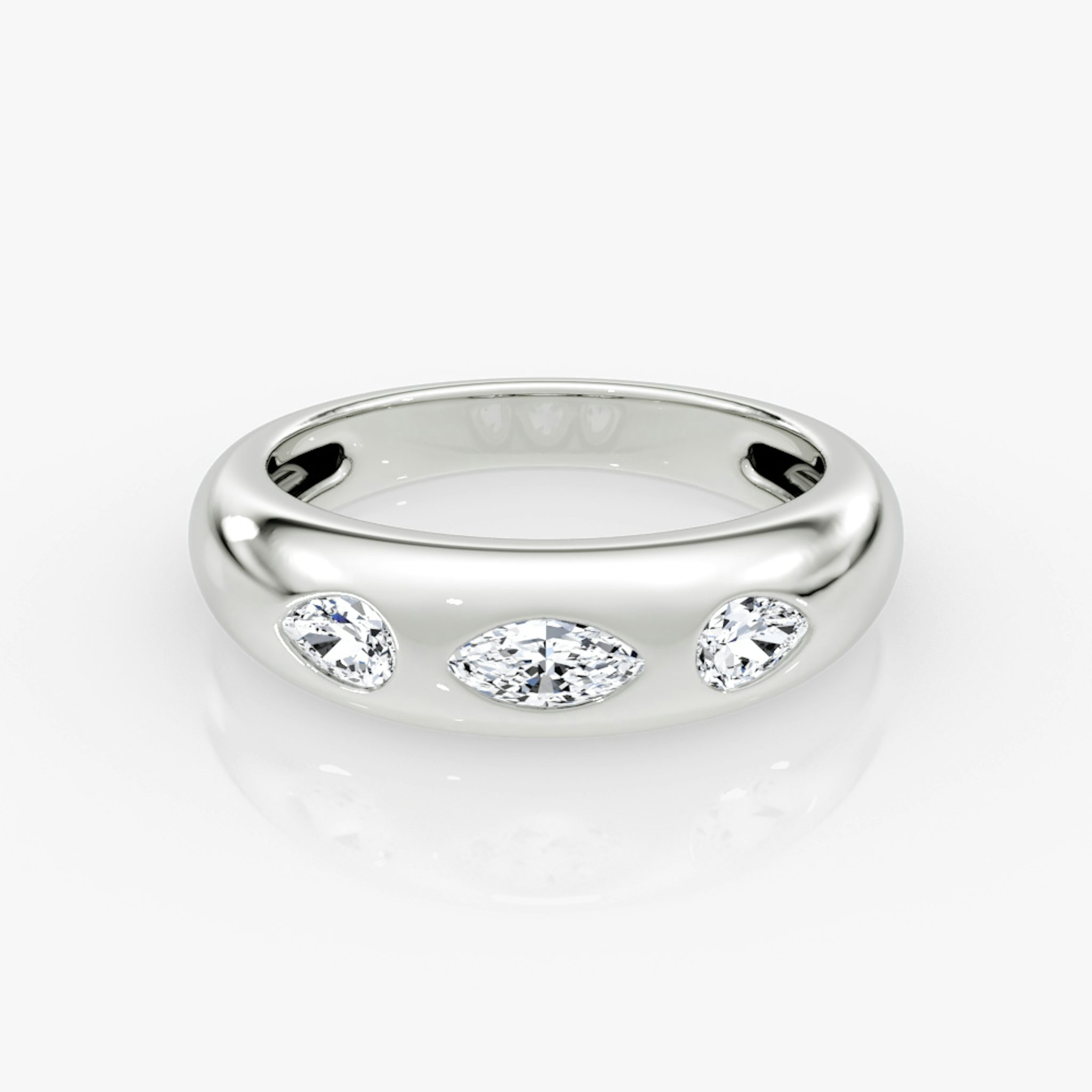 Mixed Shape Dome Band | Marquise and Pear | 14k | White Gold