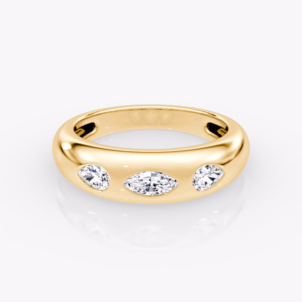 Mixed Shape Dome Band | Marquise and Pear | 14k | Yellow Gold