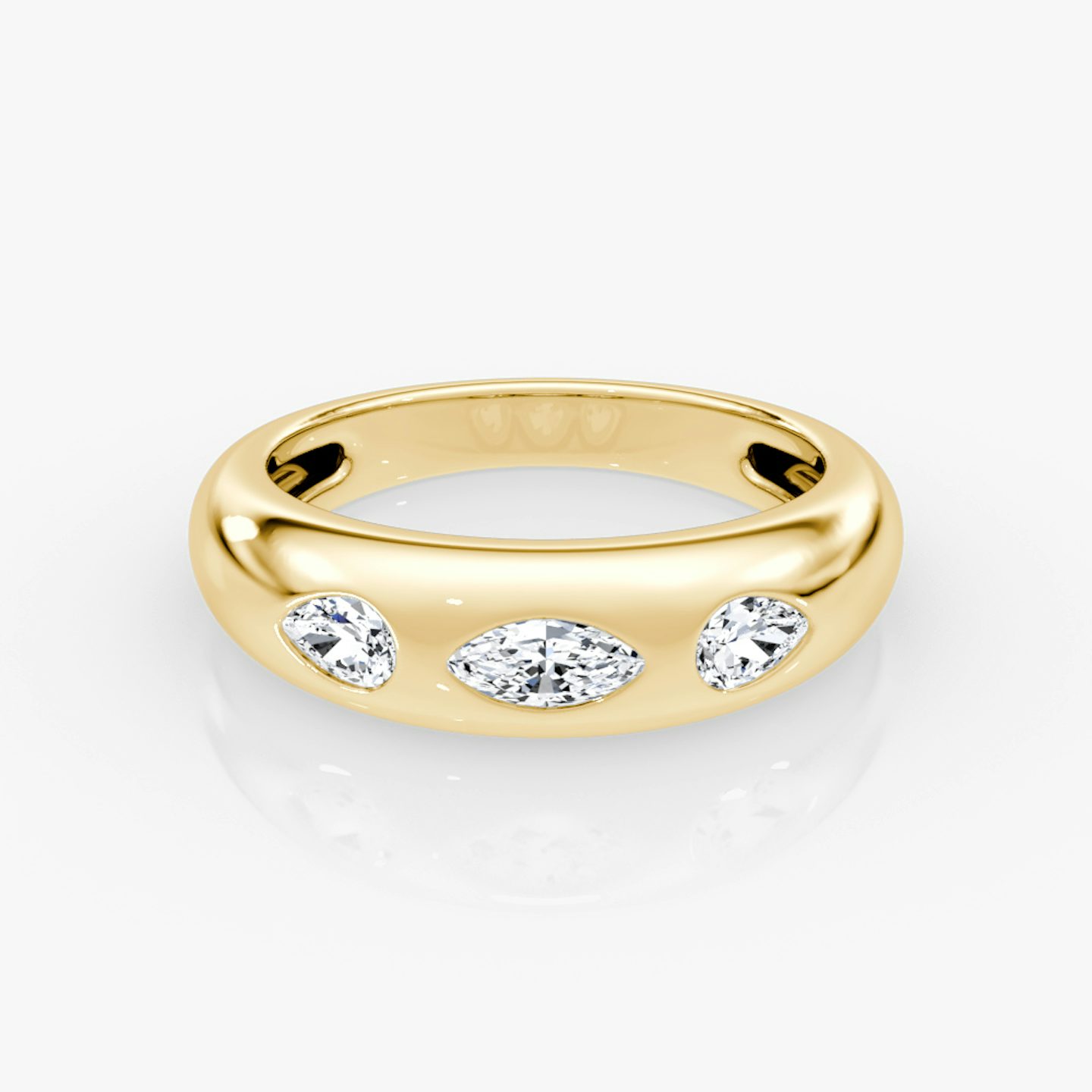 Mixed Shape Dome Band | Marquise and Pear | 14k | Yellow Gold
