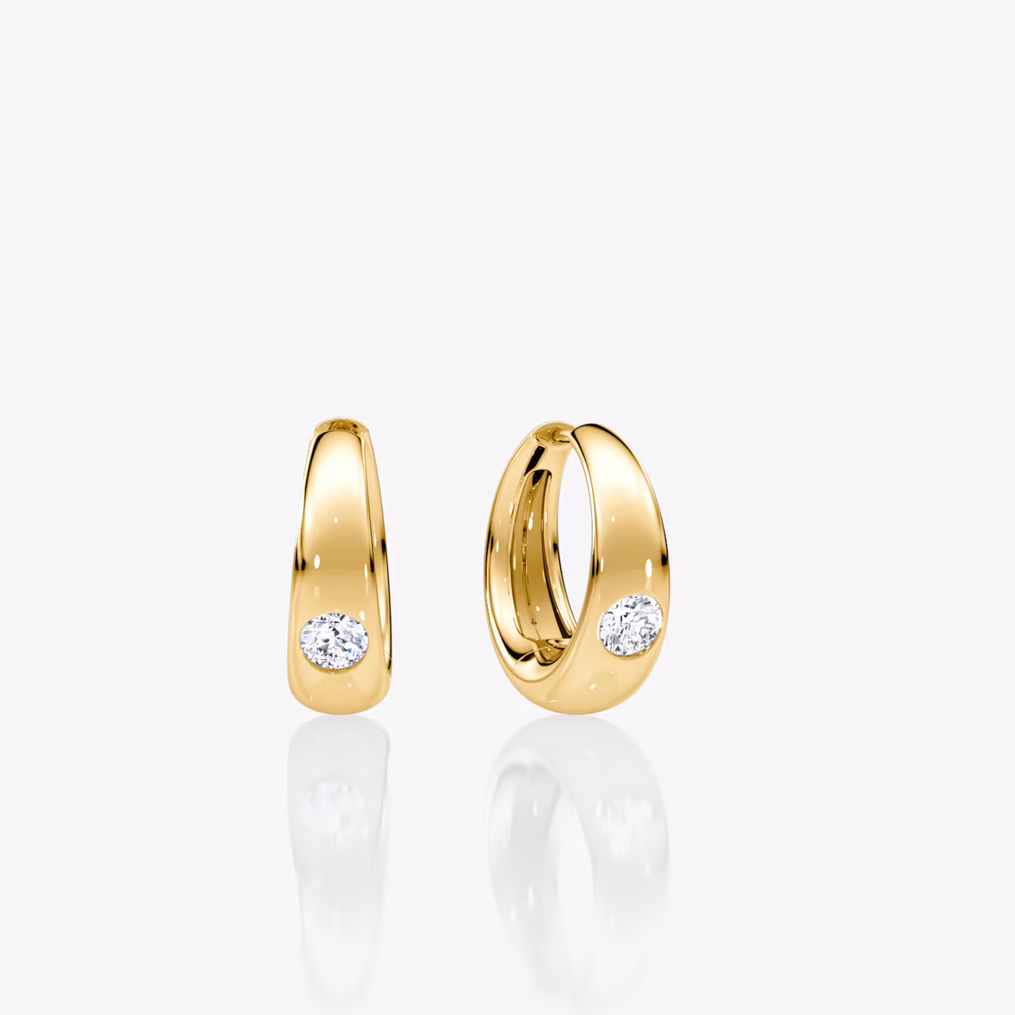 Petite Dome Hoops Round Brilliant | Yellow Gold