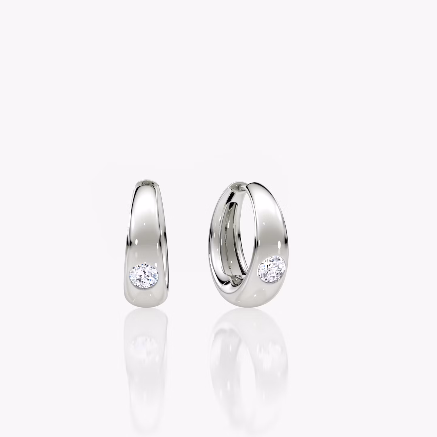 Pendientes de Aro Petite Dome Brillante | White Gold
