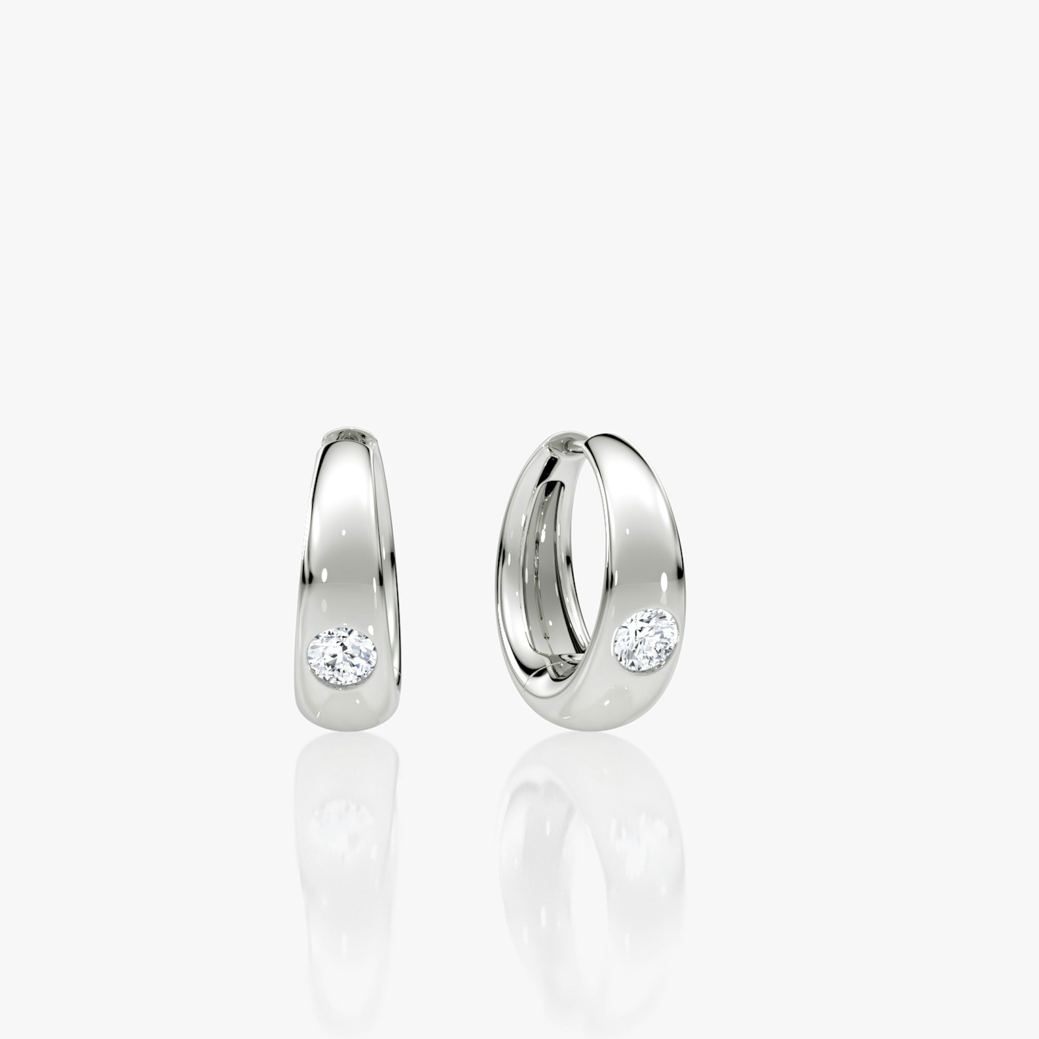 Petite Dome Hoops | Round Brilliant | 14k | White Gold