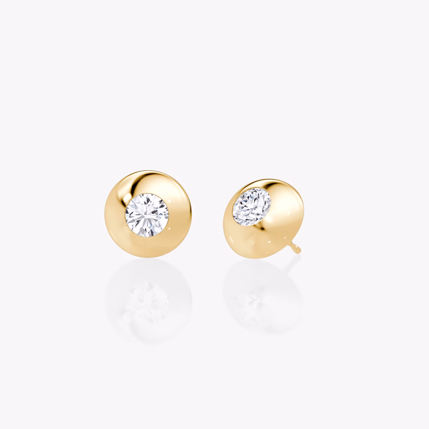Dome Studs | Round Brilliant | 14k | Yellow Gold | domeWidth: 14mm
