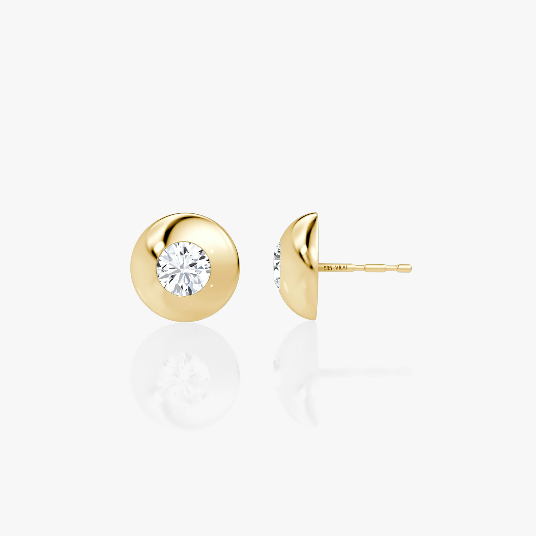 Pendientes Dome | Brillante | 14k | Oro amarillo | domeWidth: 14mm