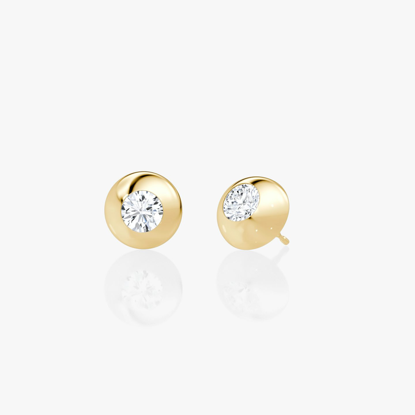 Dome Studs | Round Brilliant | 14k | Yellow Gold | domeWidth: 12mm
