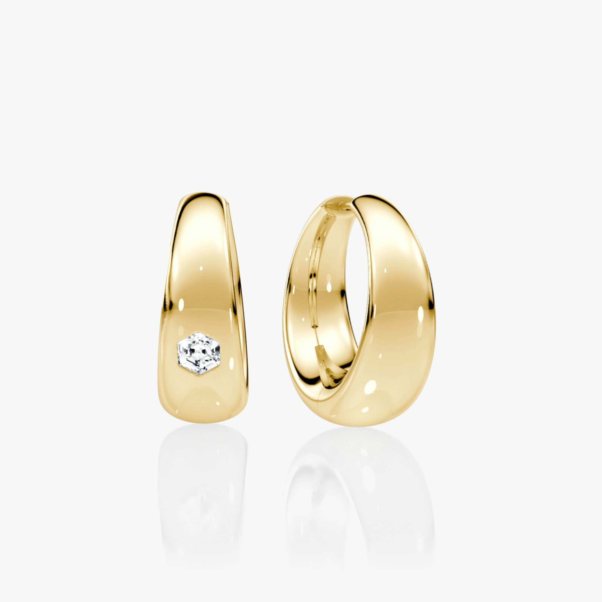 Dome Hoops | Hexagon | 14k | Yellow Gold