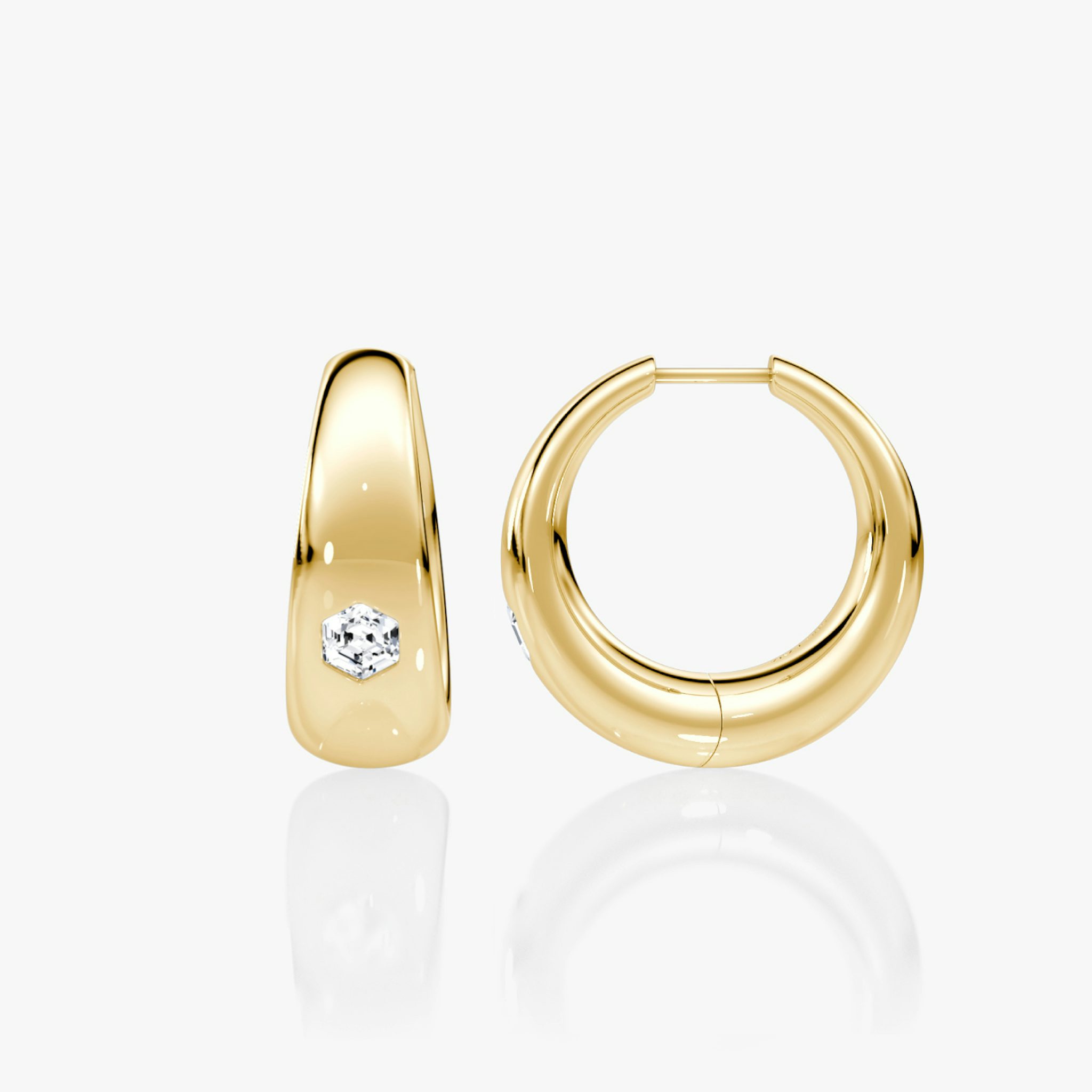 Dome Hoops | Hexagon | 14k | Yellow Gold