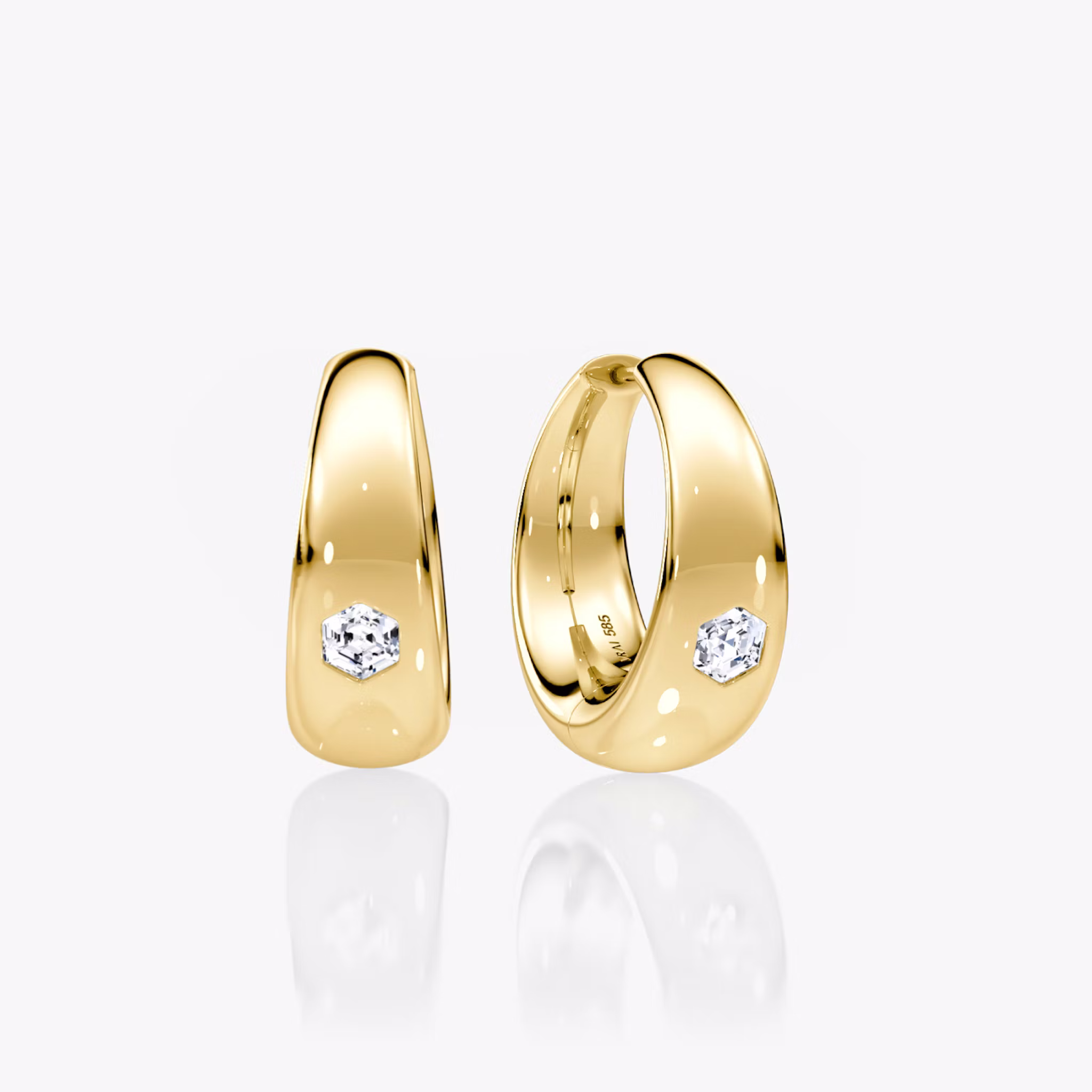 Dome Hoops Hexagon | Yellow Gold