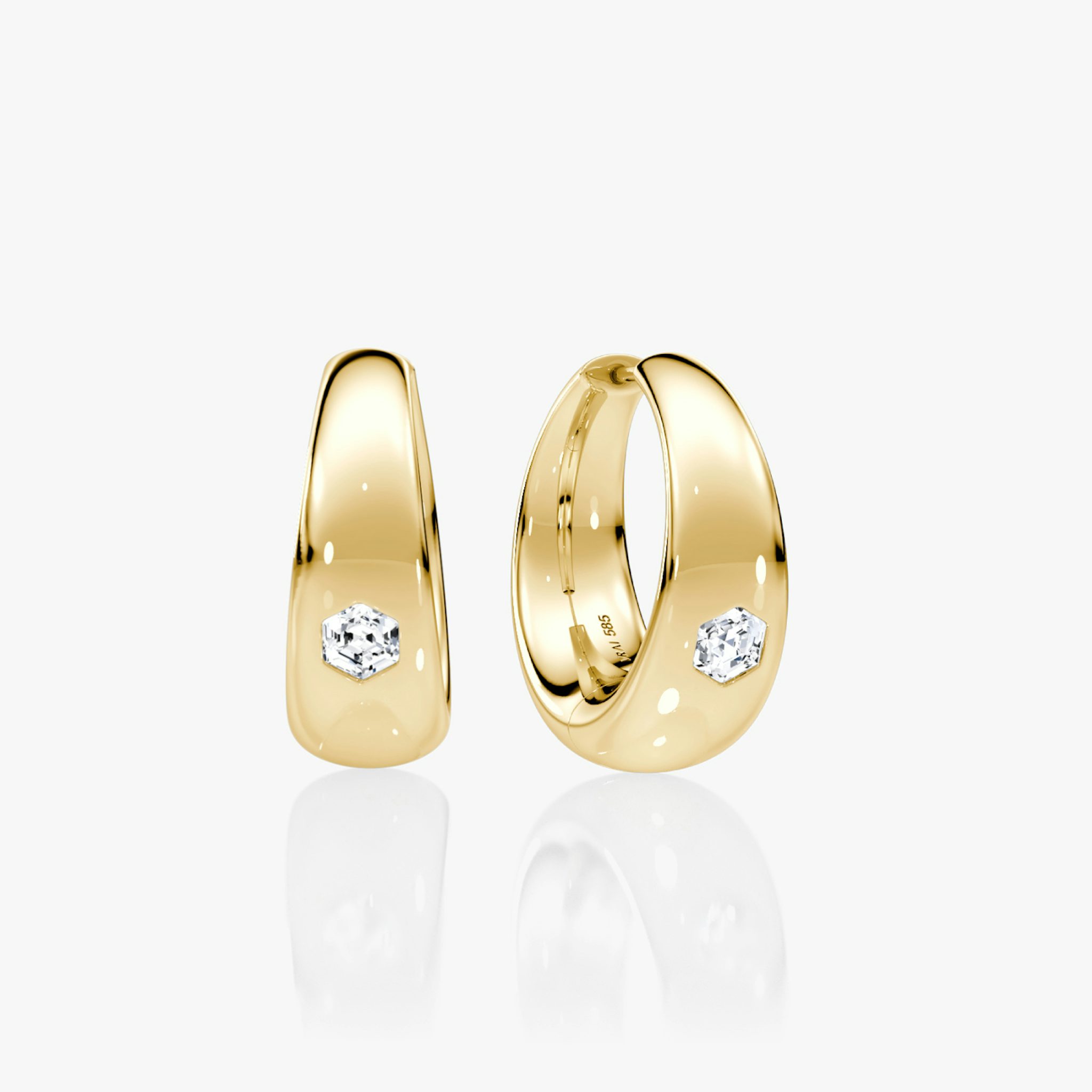 Dome Hoops | Hexagon | 14k | Yellow Gold