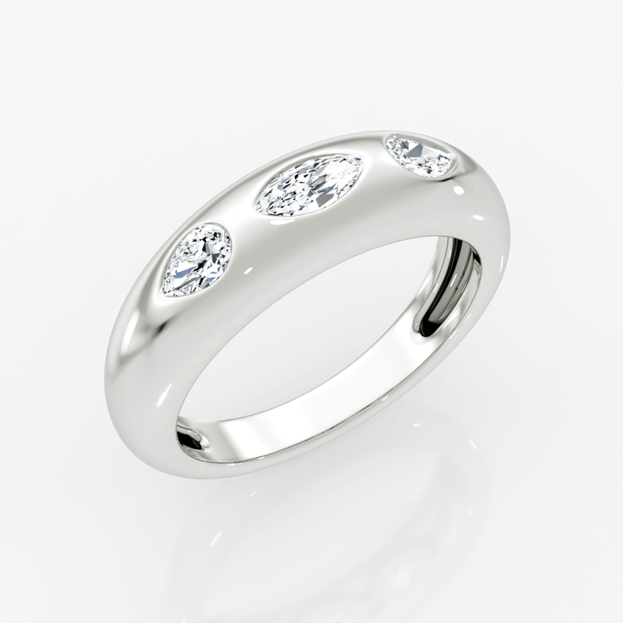 Mixed Shape Dome Band | Marquise and Pear | 14k | White Gold