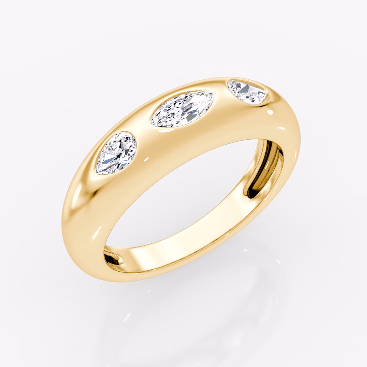 Mixed Shape Dome Band | Marquise and Pear | 14k | Yellow Gold