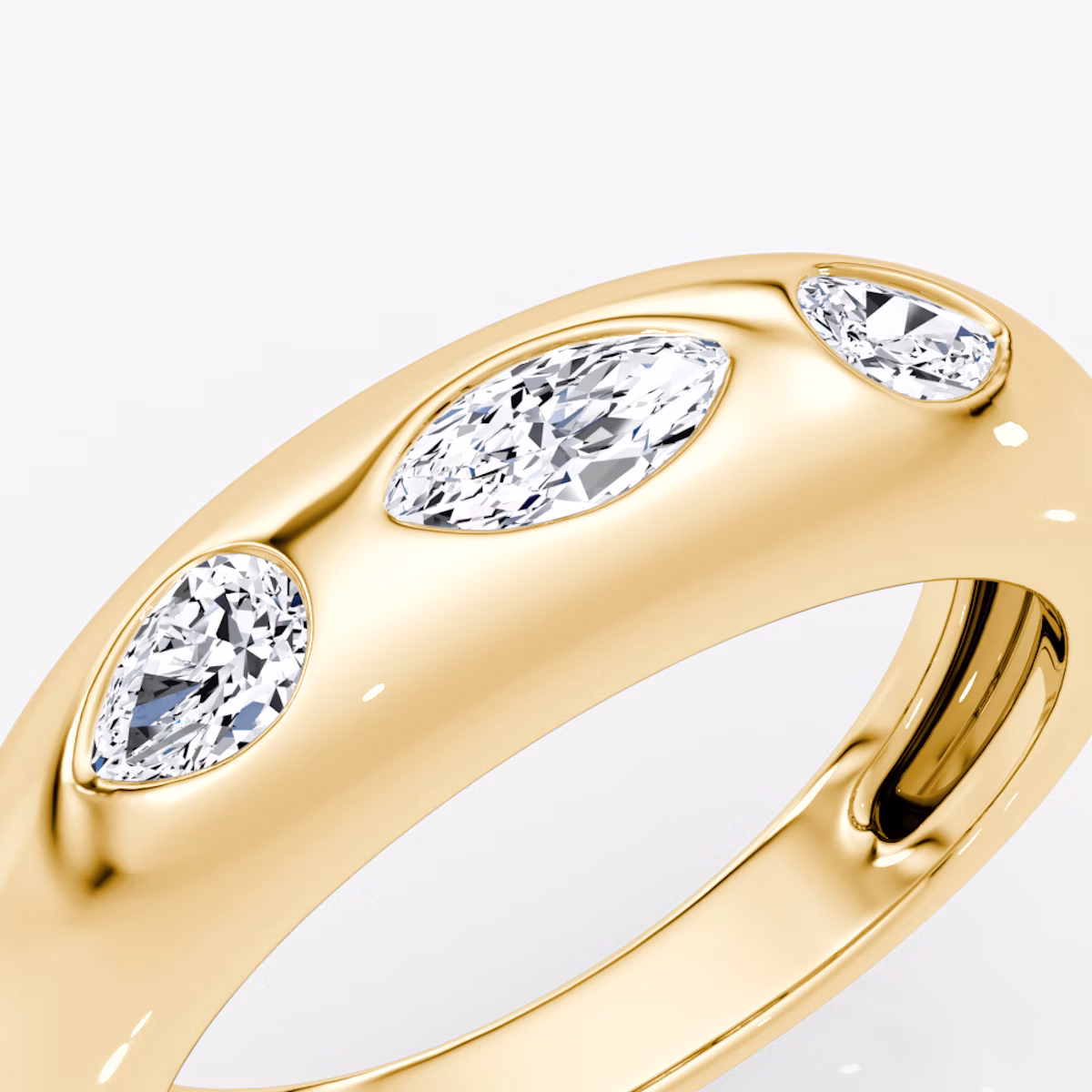 Mixed Shape Dome Band | Marquise and Pear | 14k | Yellow Gold