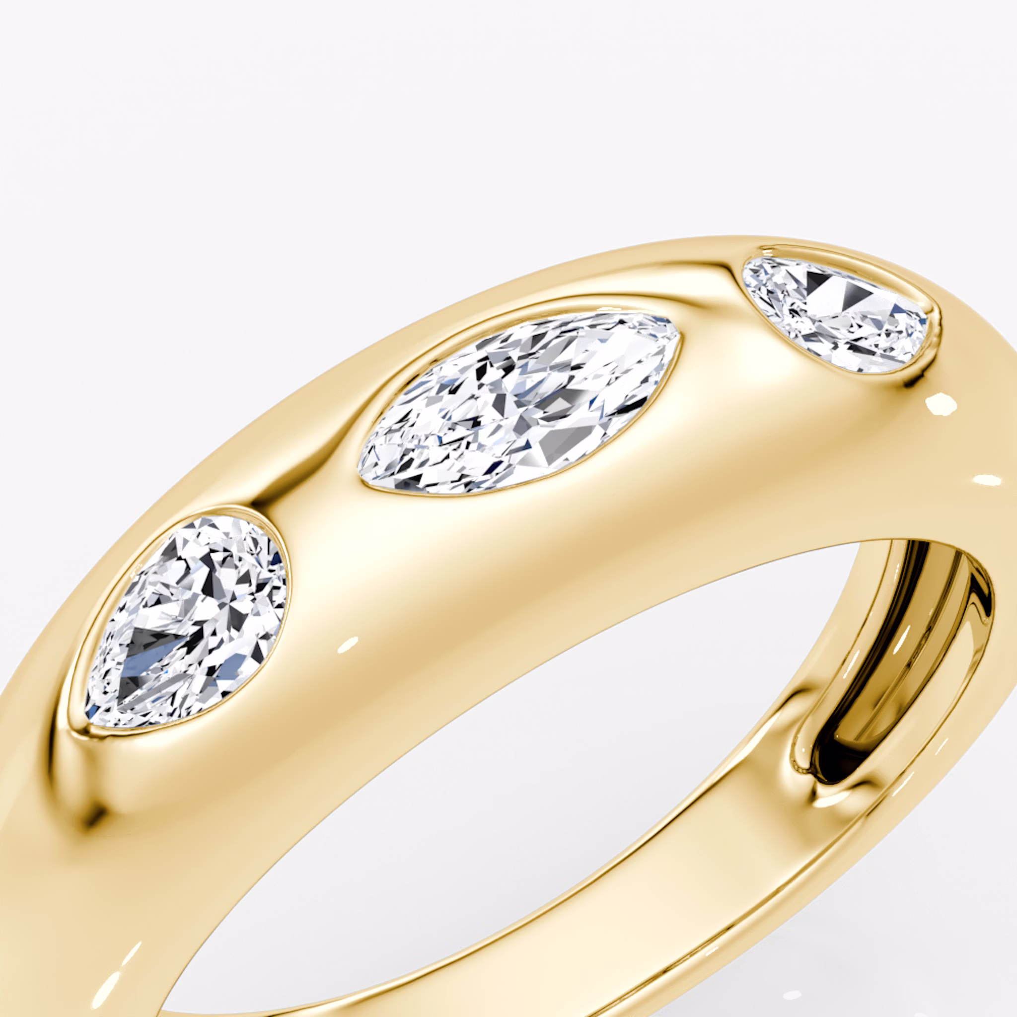 Mixed Shape Dome Band | Marquise and Pear | 14k | Yellow Gold