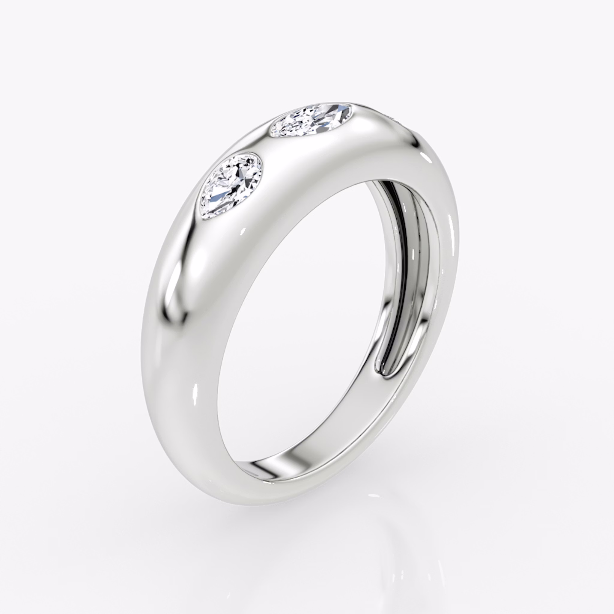 Mixed Shape Dome Band | Marquise and Pear | 14k | White Gold