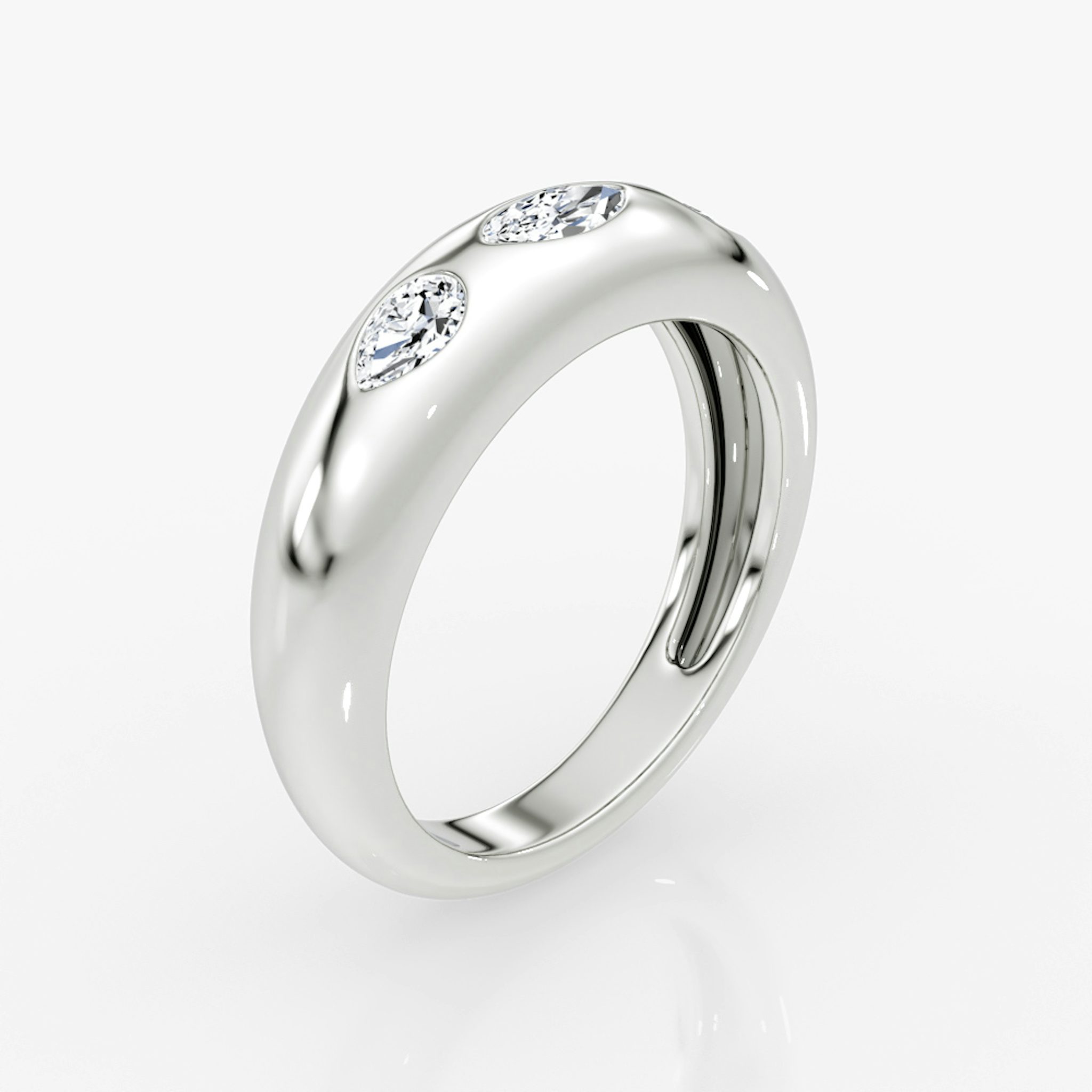 Mixed Shape Dome Band | Marquise and Pear | 14k | White Gold
