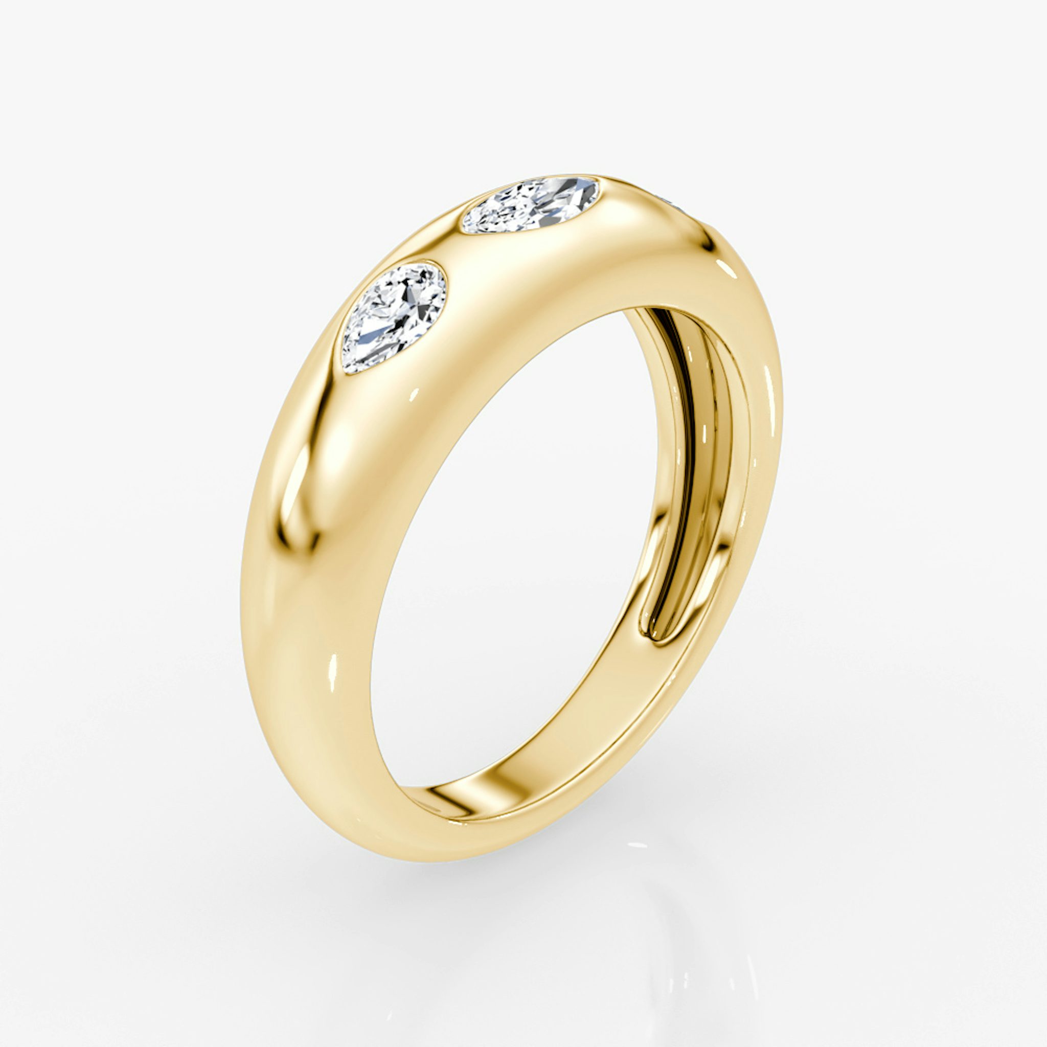 Mixed Shape Dome Band | Marquise and Pear | 14k | Yellow Gold
