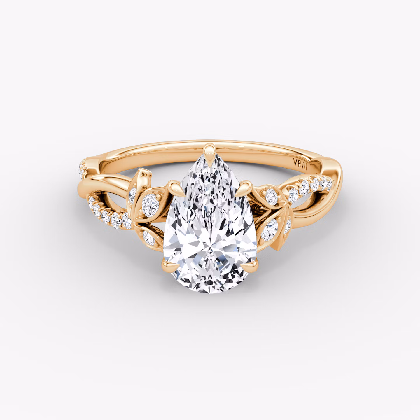 The Twisted Floral | Pear | 14k | Rose Gold | bandAccent: Pavé | diamondOrientation: vertical | caratWeight: other