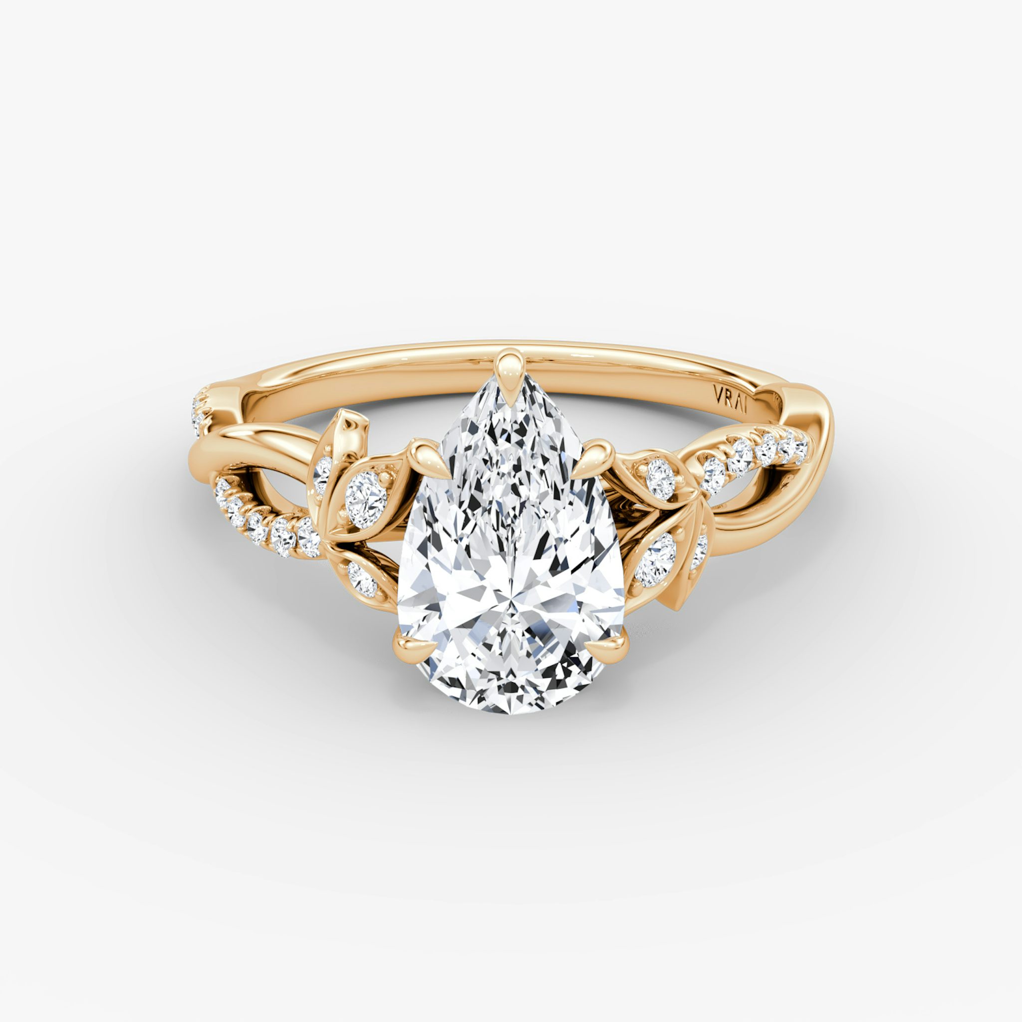 The Twisted Floral | Pear | 14k | Rose Gold | bandAccent: Pavé | diamondOrientation: vertical | caratWeight: other