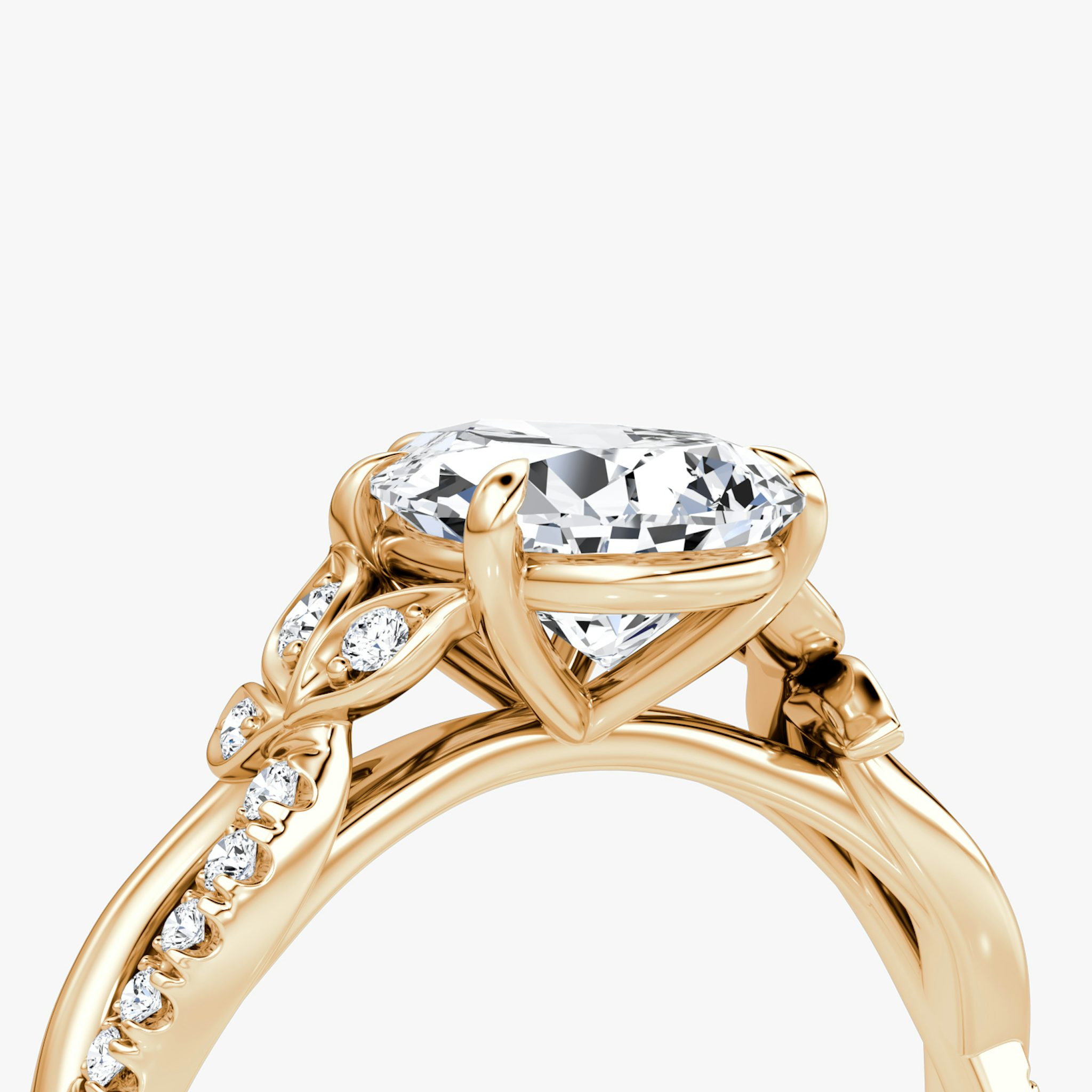 The Twisted Floral | Pear | 14k | Rose Gold | bandAccent: Pavé | diamondOrientation: vertical | caratWeight: other