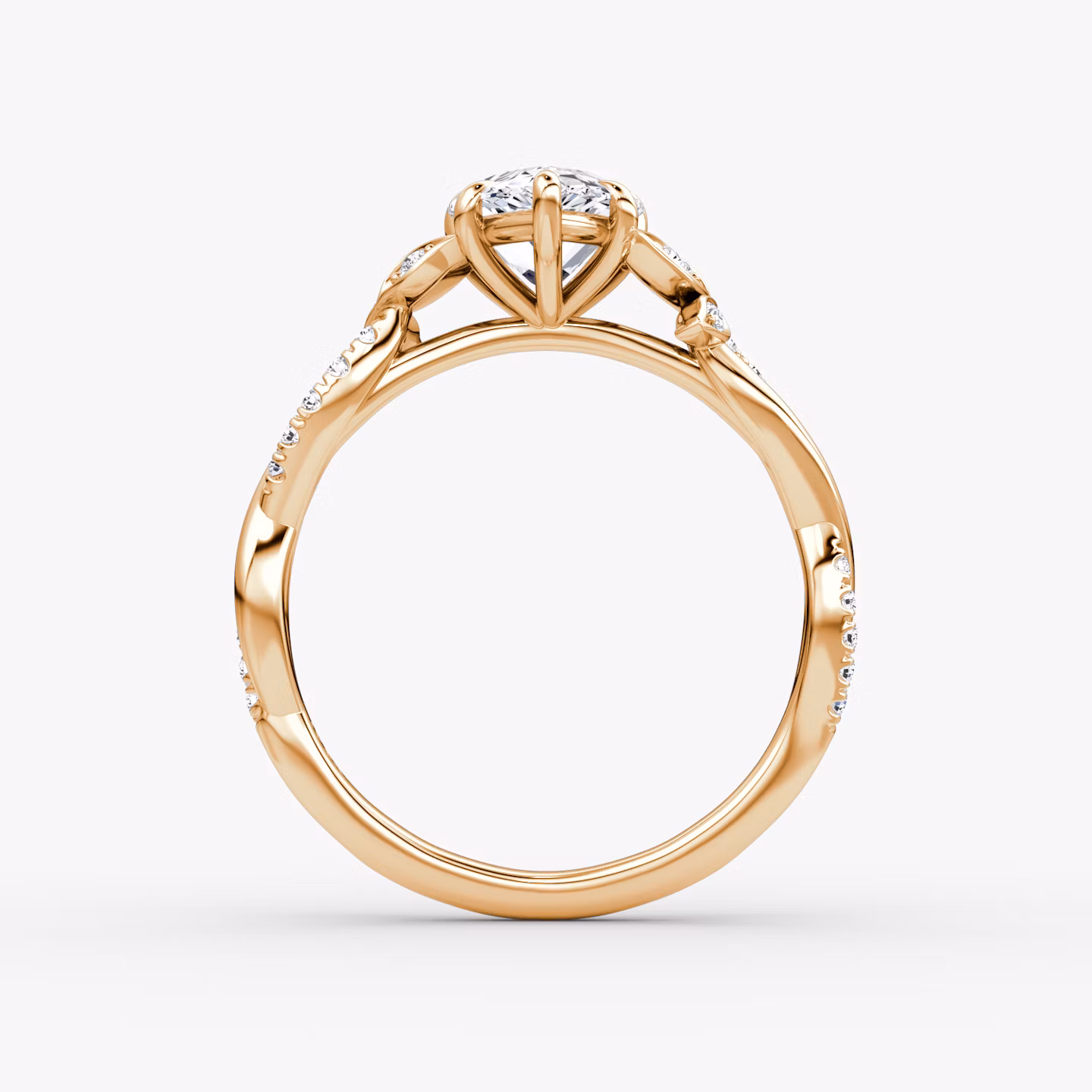 The Twisted Floral | Pear | 14k | Rose Gold | bandAccent: Pavé | diamondOrientation: vertical | caratWeight: other