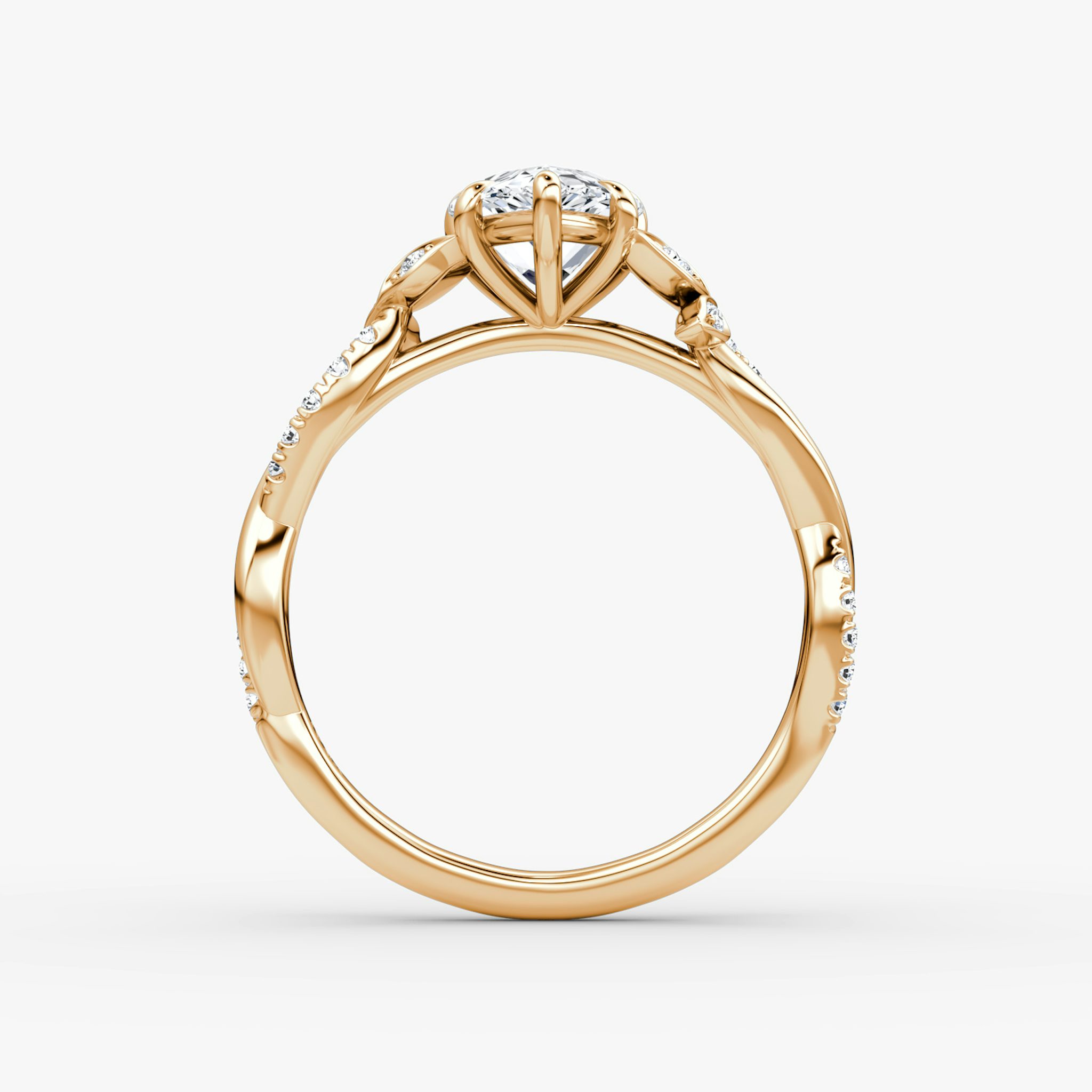 The Twisted Floral | Pear | 14k | Rose Gold | bandAccent: Pavé | diamondOrientation: vertical | caratWeight: other