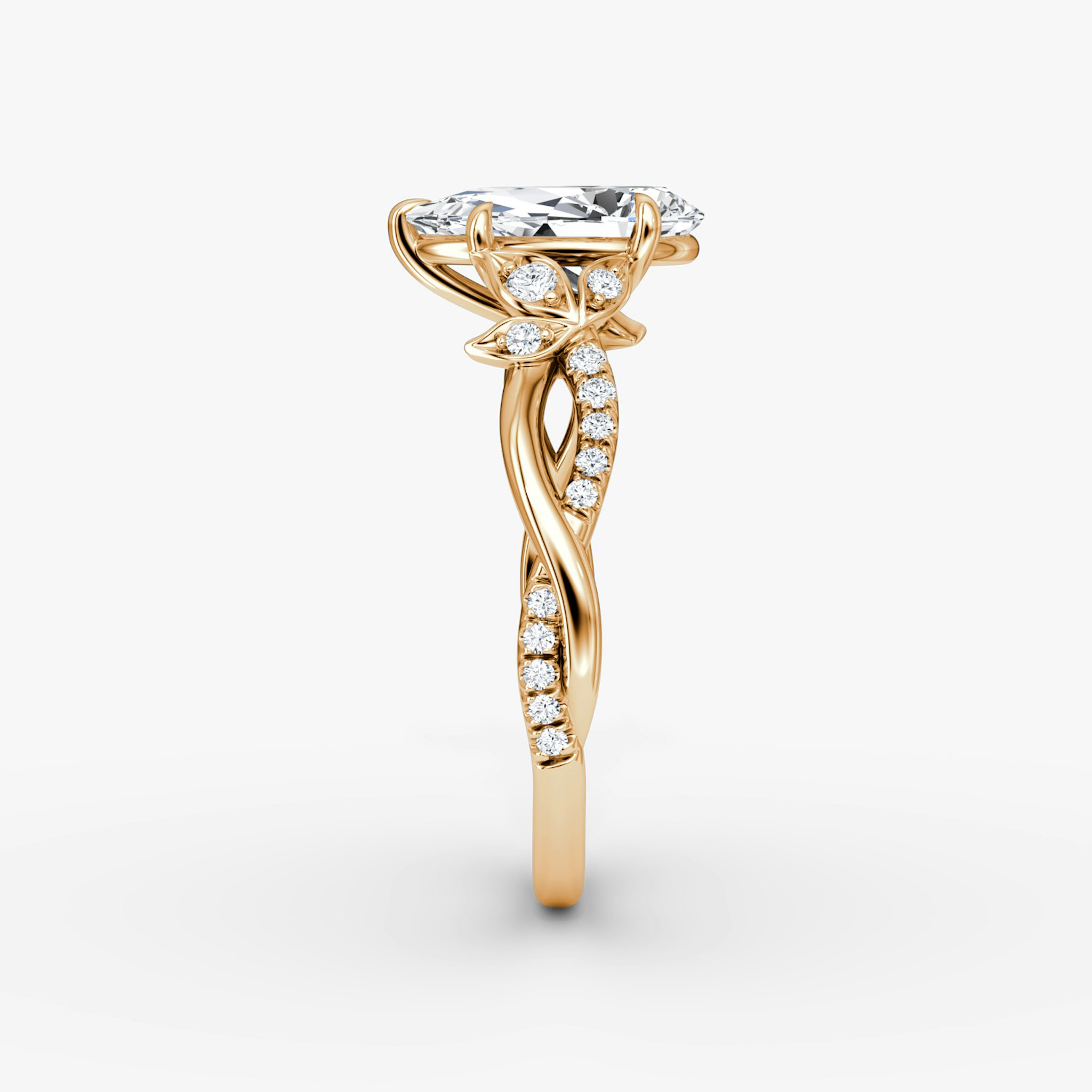 The Twisted Floral | Pear | 14k | Rose Gold | bandAccent: Pavé | diamondOrientation: vertical | caratWeight: other