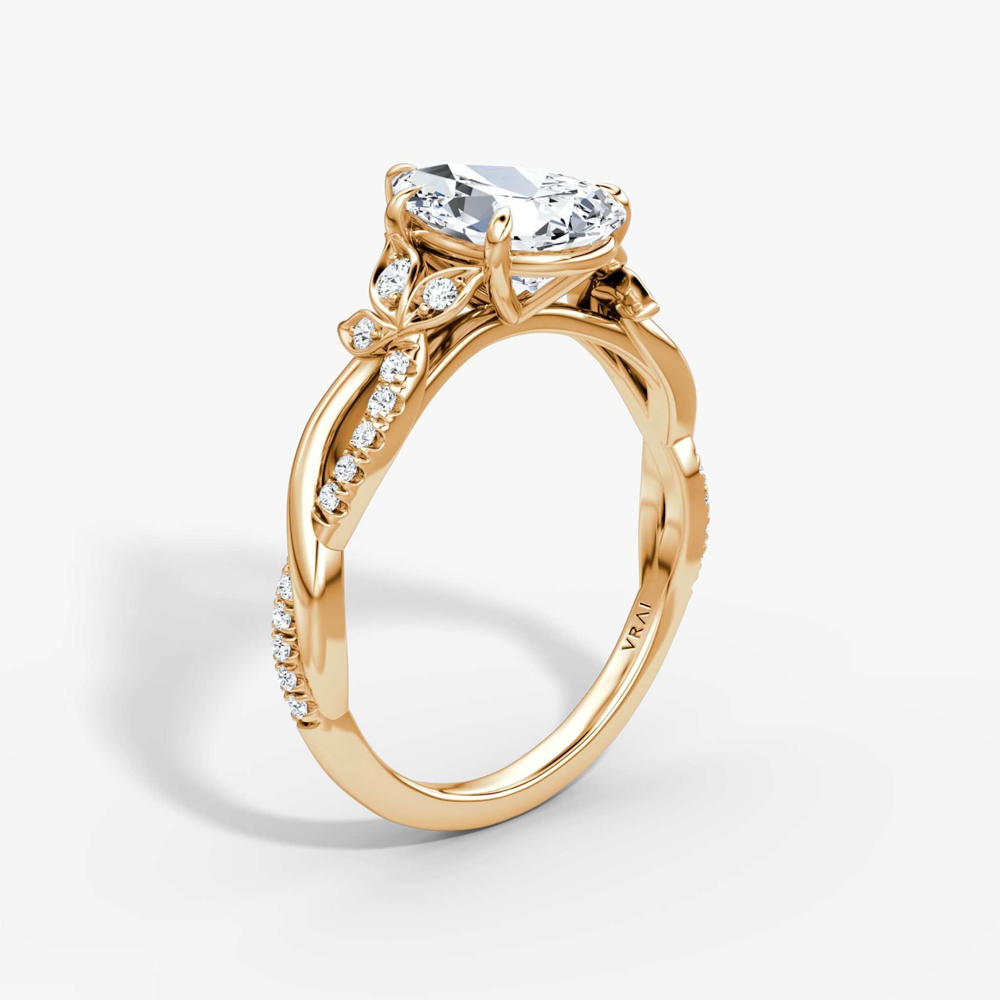 The Twisted Floral | Pear | 14k | Rose Gold | bandAccent: Pavé | diamondOrientation: vertical | caratWeight: other