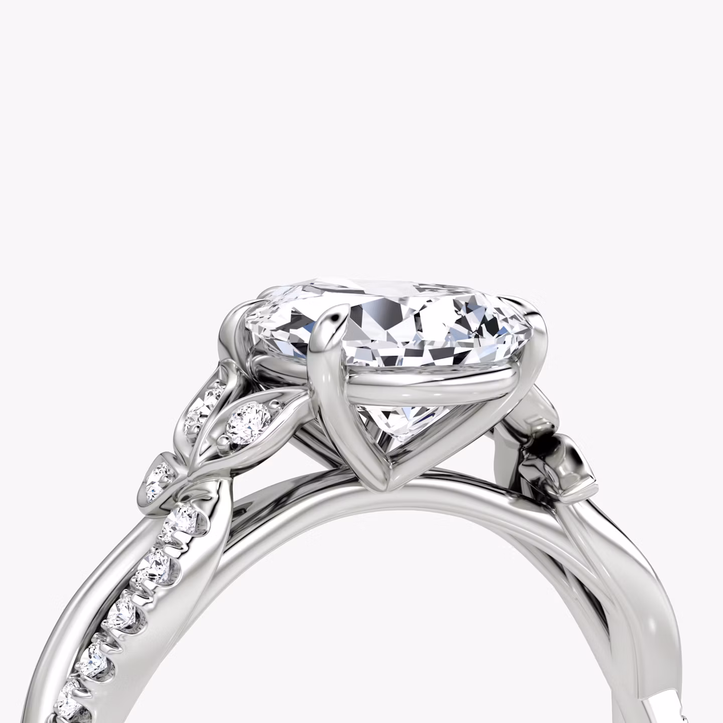 The Twisted Floral | Pear | 18k | White Gold | bandAccent: Pavé | diamondOrientation: vertical | caratWeight: other
