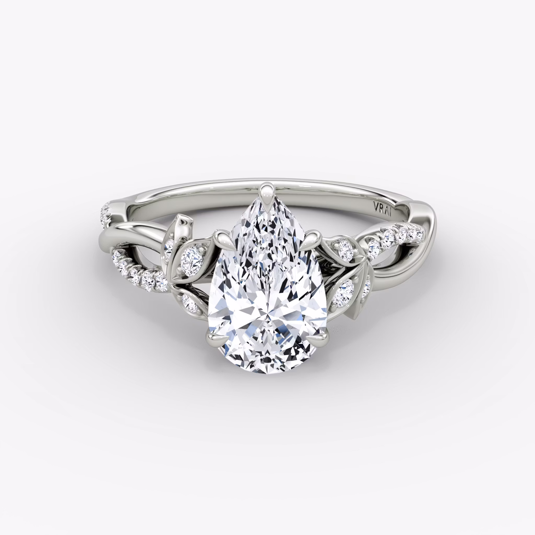 The Twisted Floral Pear | White Gold