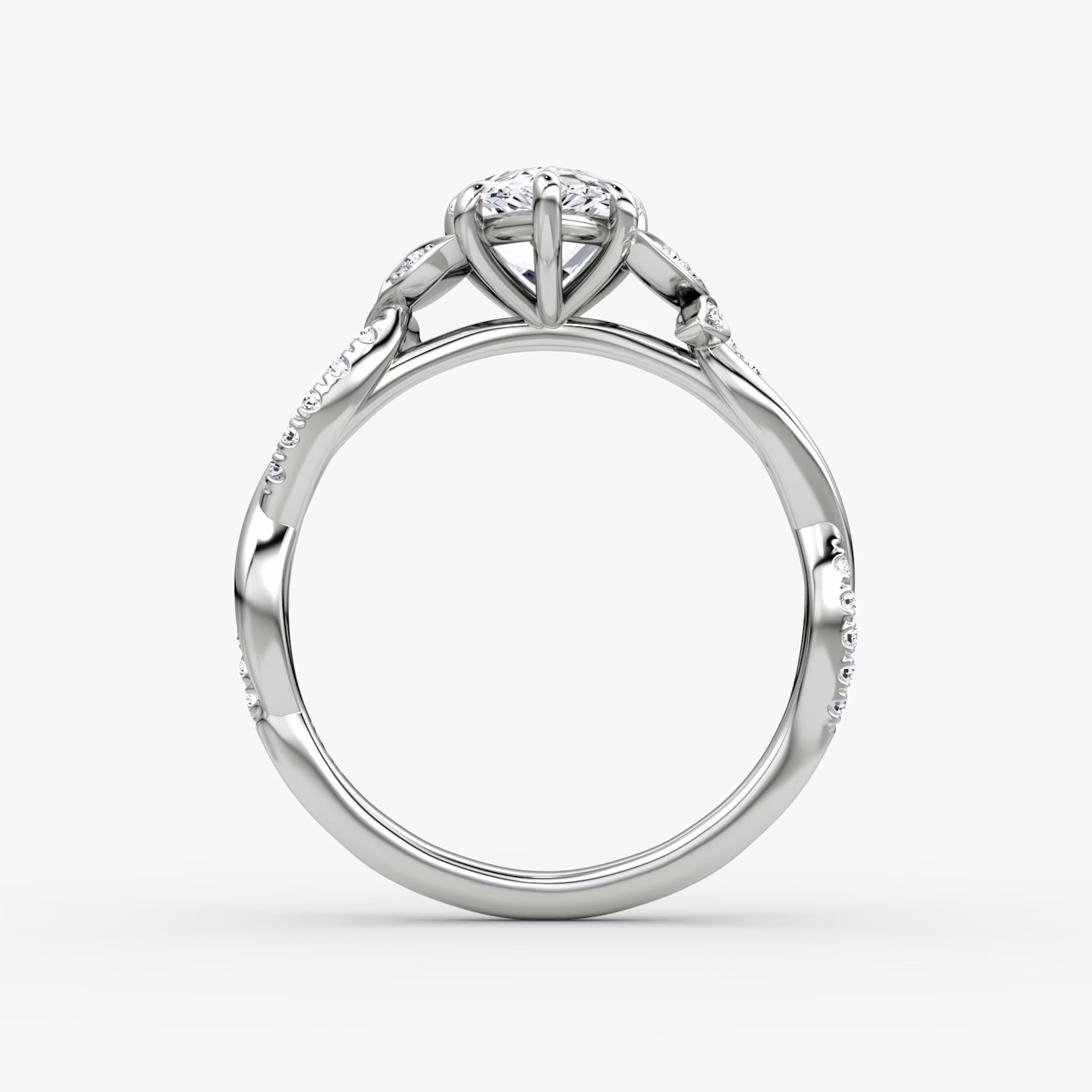 The Twisted Floral | Pear | Platinum | bandAccent: Pavé | diamondOrientation: vertical | caratWeight: other