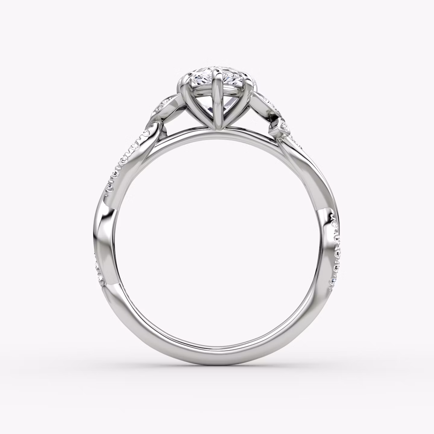 The Twisted Floral | Pear | 18k | White Gold | bandAccent: Pavé | diamondOrientation: vertical | caratWeight: other