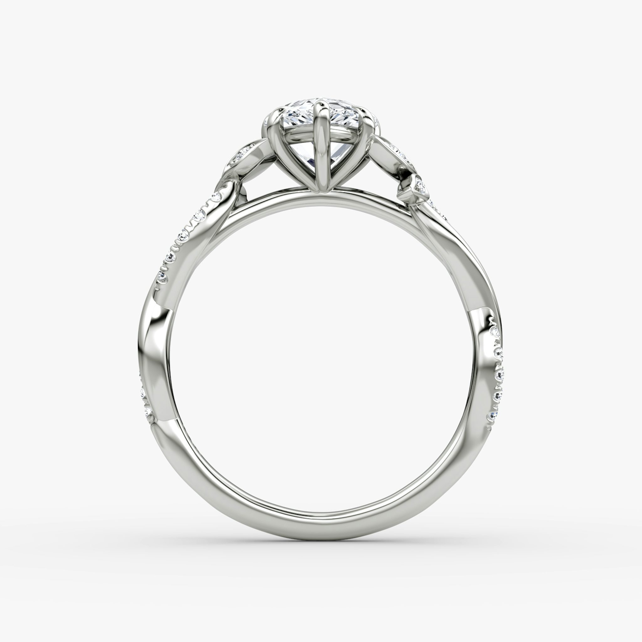 The Twisted Floral | Pear | Platinum | bandAccent: Pavé | diamondOrientation: vertical | caratWeight: other