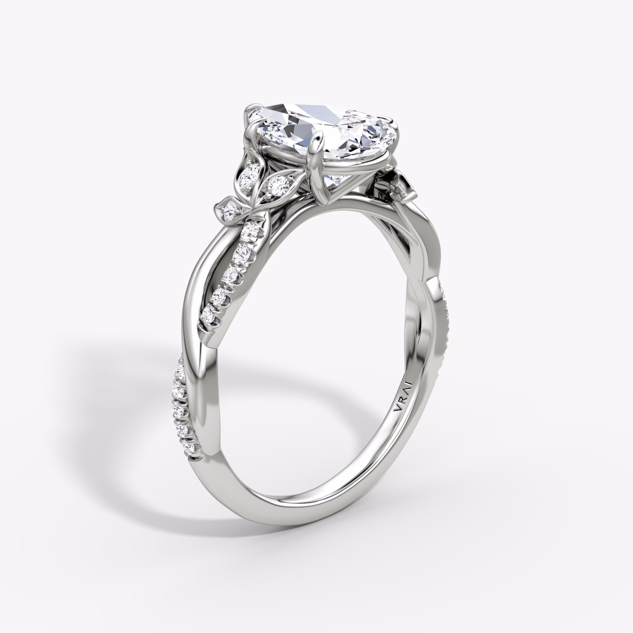 The Twisted Floral | Pear | Platinum | bandAccent: Pavé | diamondOrientation: vertical | caratWeight: other