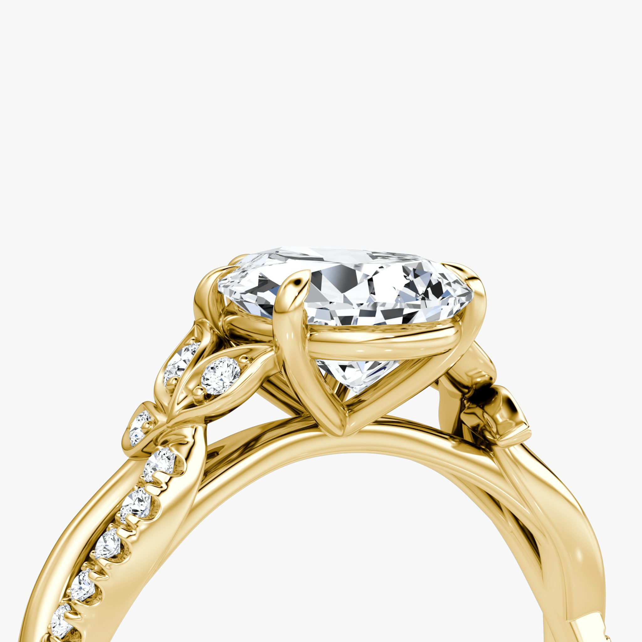 The Twisted Floral | Pear | 18k | Yellow Gold | bandAccent: Pavé | diamondOrientation: vertical | caratWeight: other