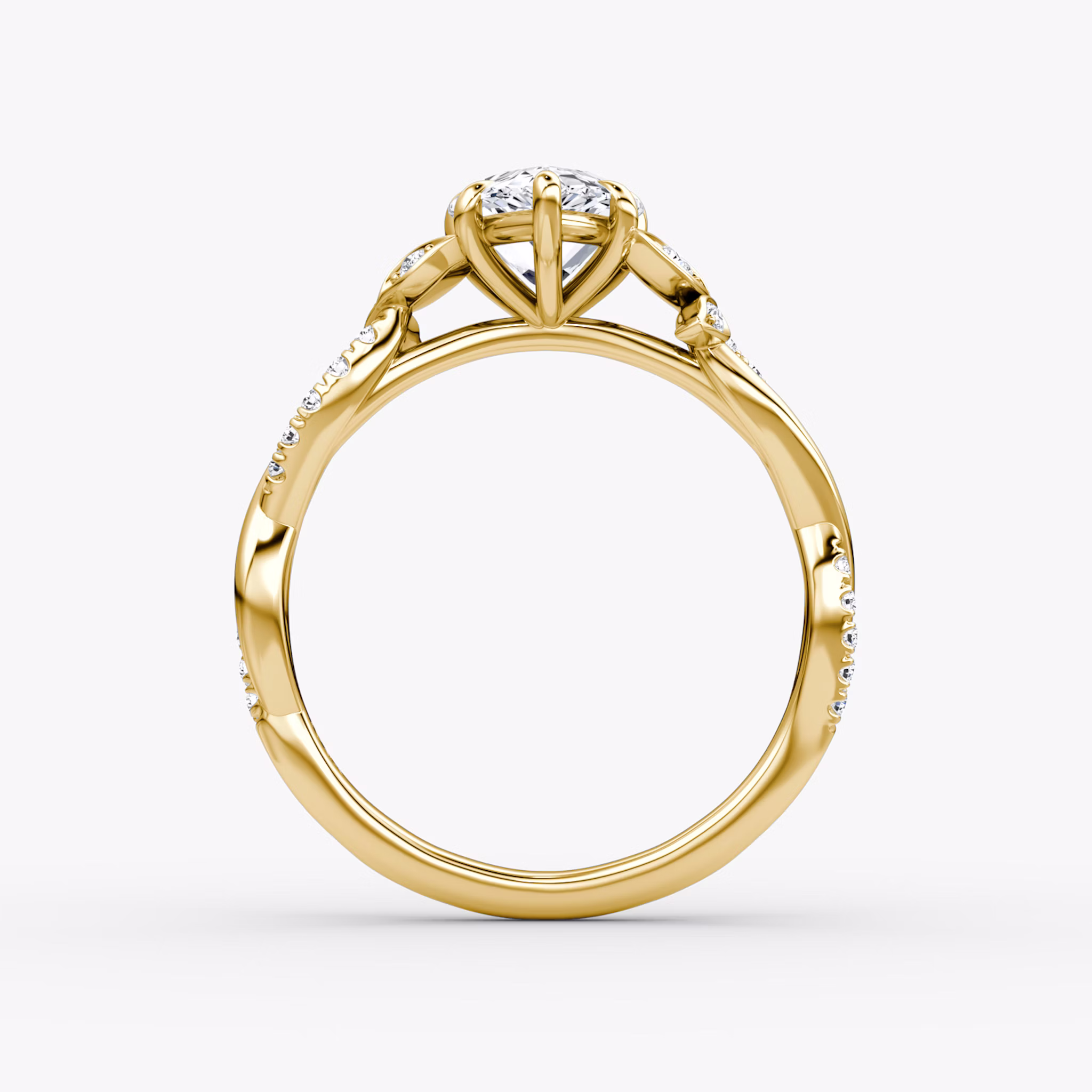 The Twisted Floral | Pear | 18k | Yellow Gold | bandAccent: Pavé | diamondOrientation: vertical | caratWeight: other