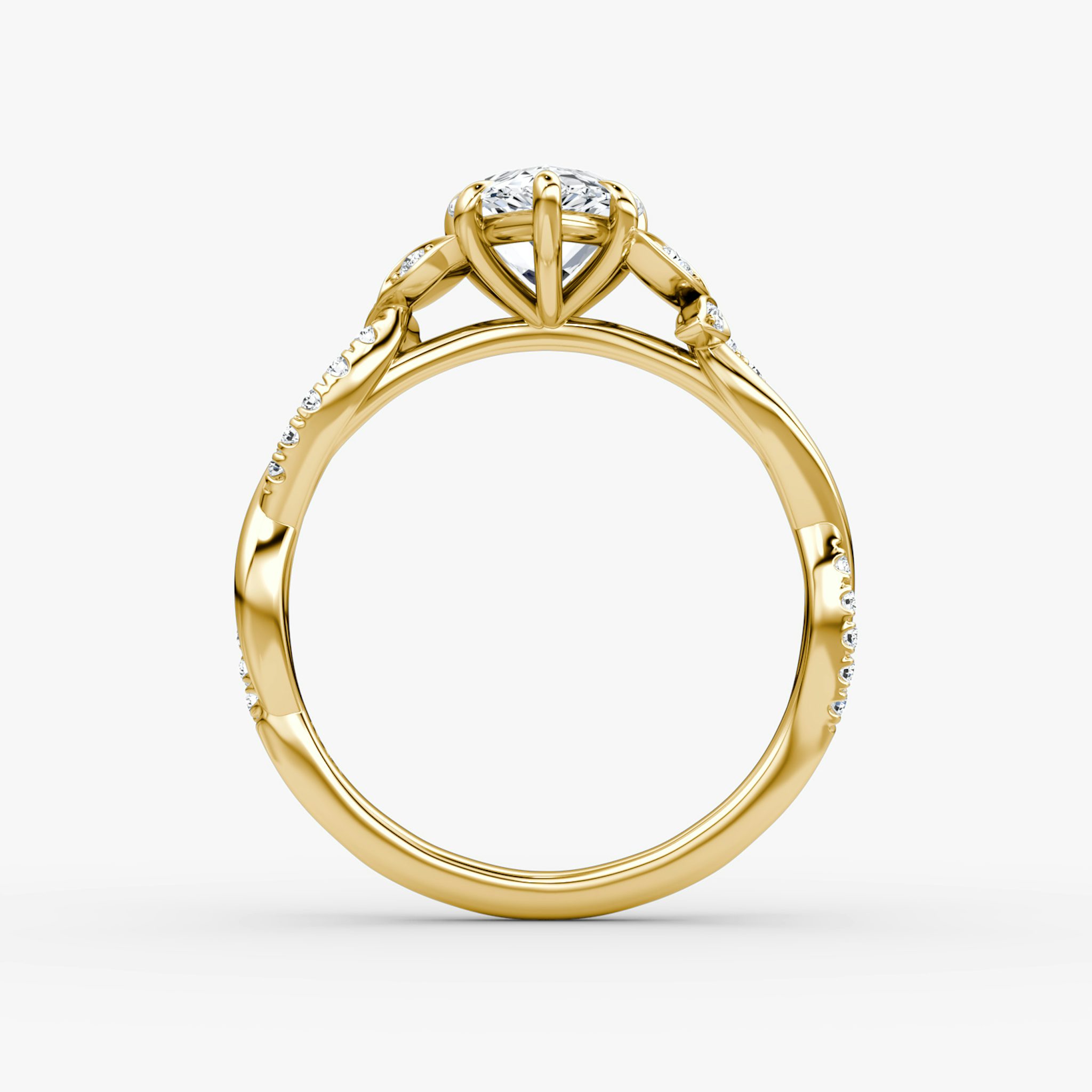 The Twisted Floral | Pear | 18k | Yellow Gold | bandAccent: Pavé | diamondOrientation: vertical | caratWeight: other