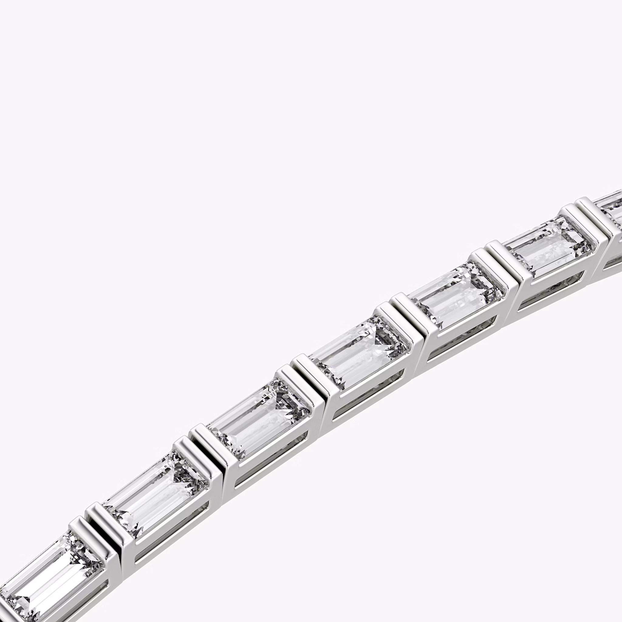 Baguette Tennis Bracelet | Baguette | 14k | White Gold | diamondSize: medium | chainLength: 6.5