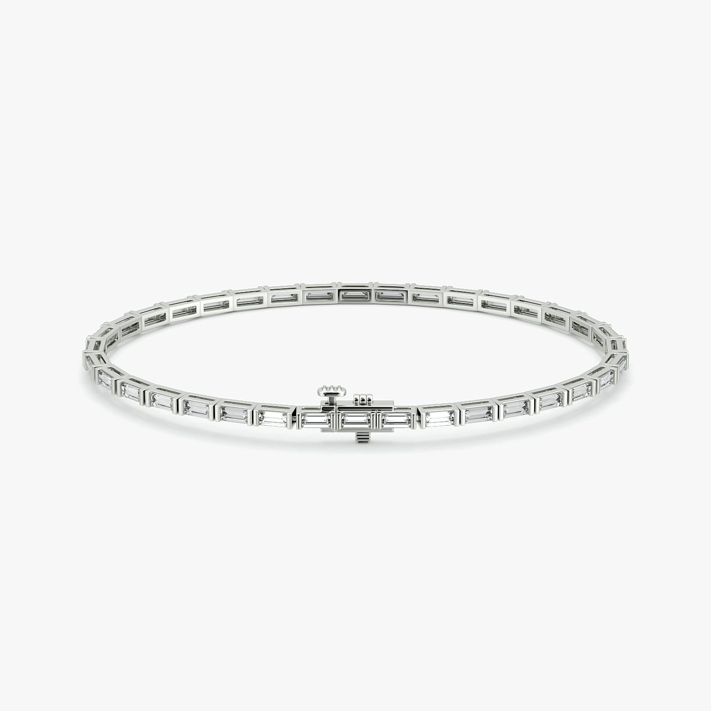 Baguette Tennis Bracelet | Baguette | 14k | White Gold | diamondSize: medium | chainLength: 7