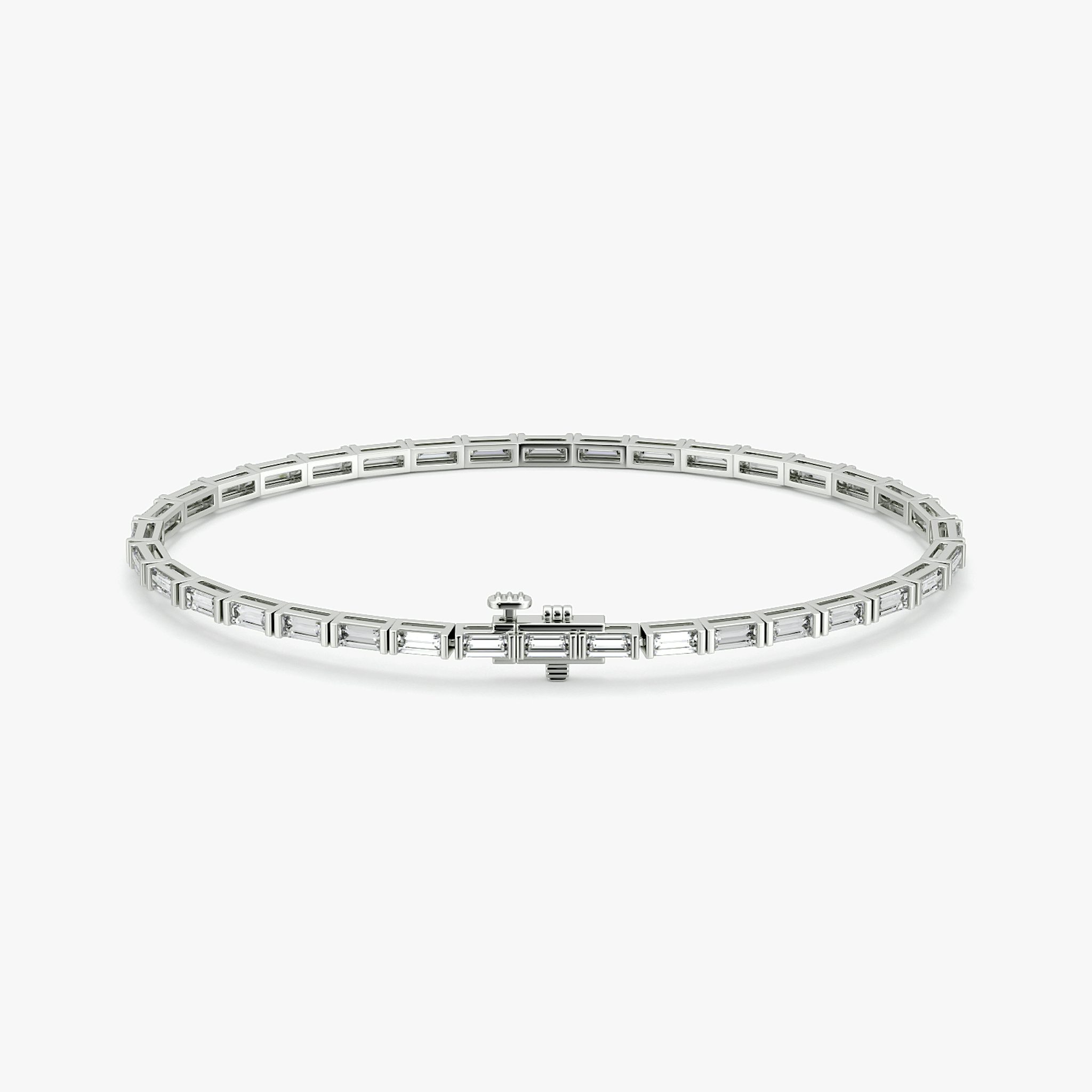 Baguette Tennis Bracelet | Baguette | 14k | White Gold | diamondSize: medium | chainLength: 6.5