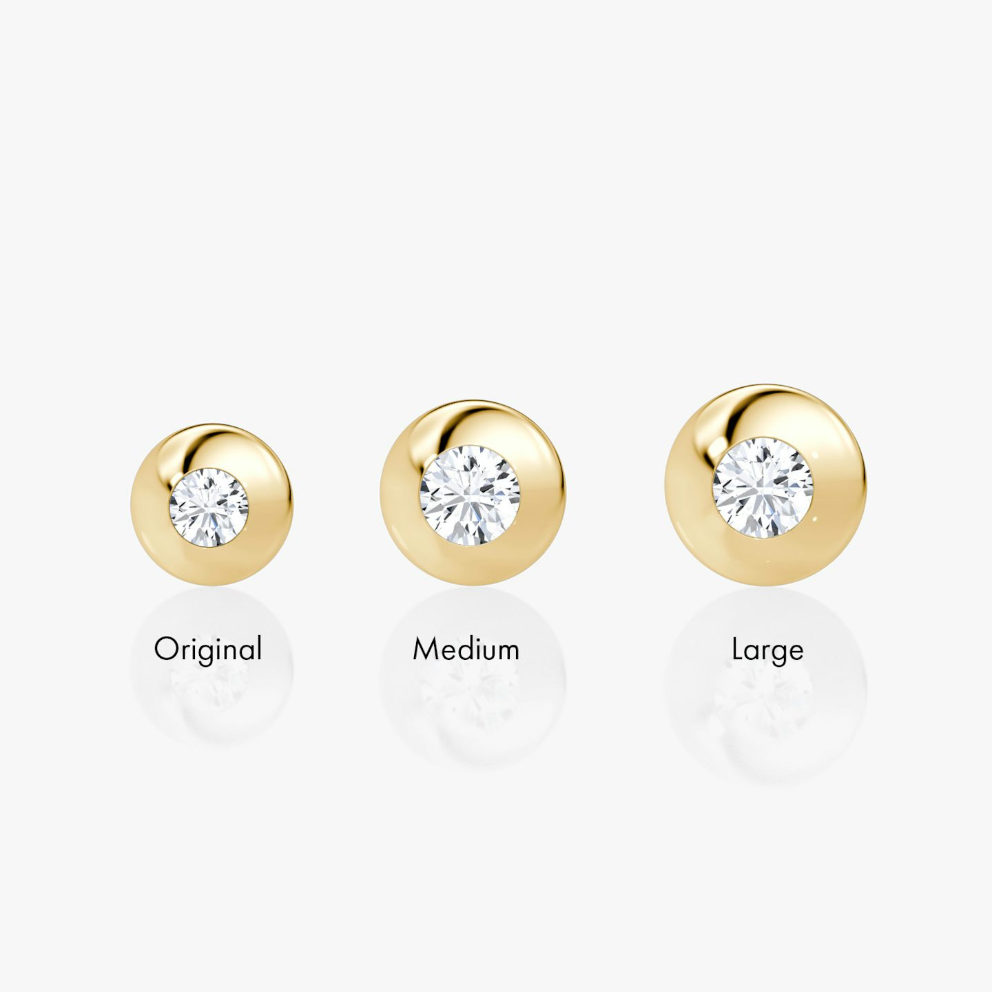 Dome Studs | Round Brilliant | 14k | Yellow Gold | domeWidth: 14mm